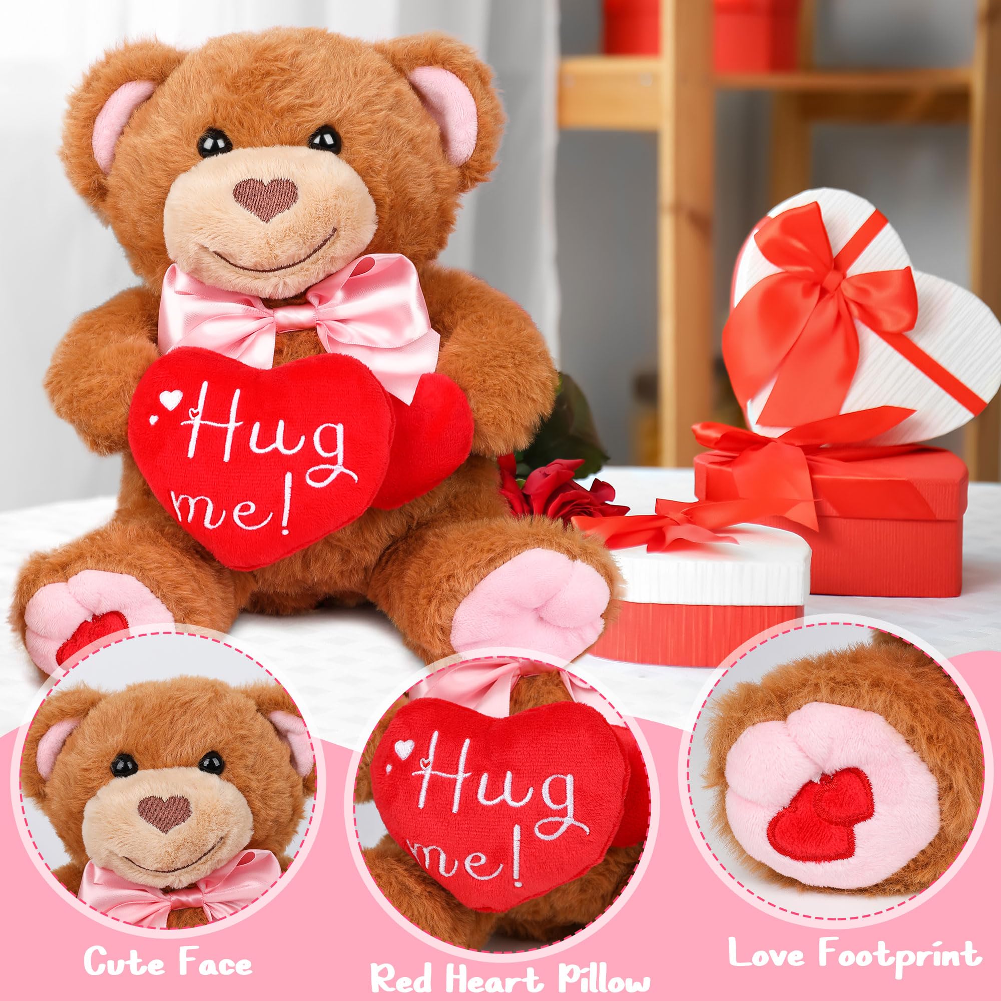 Foto 2 | Oso De Peluche Para El Día De San Valentín, 25 Cm, Con Corazón Rojo - Venta Internacional.