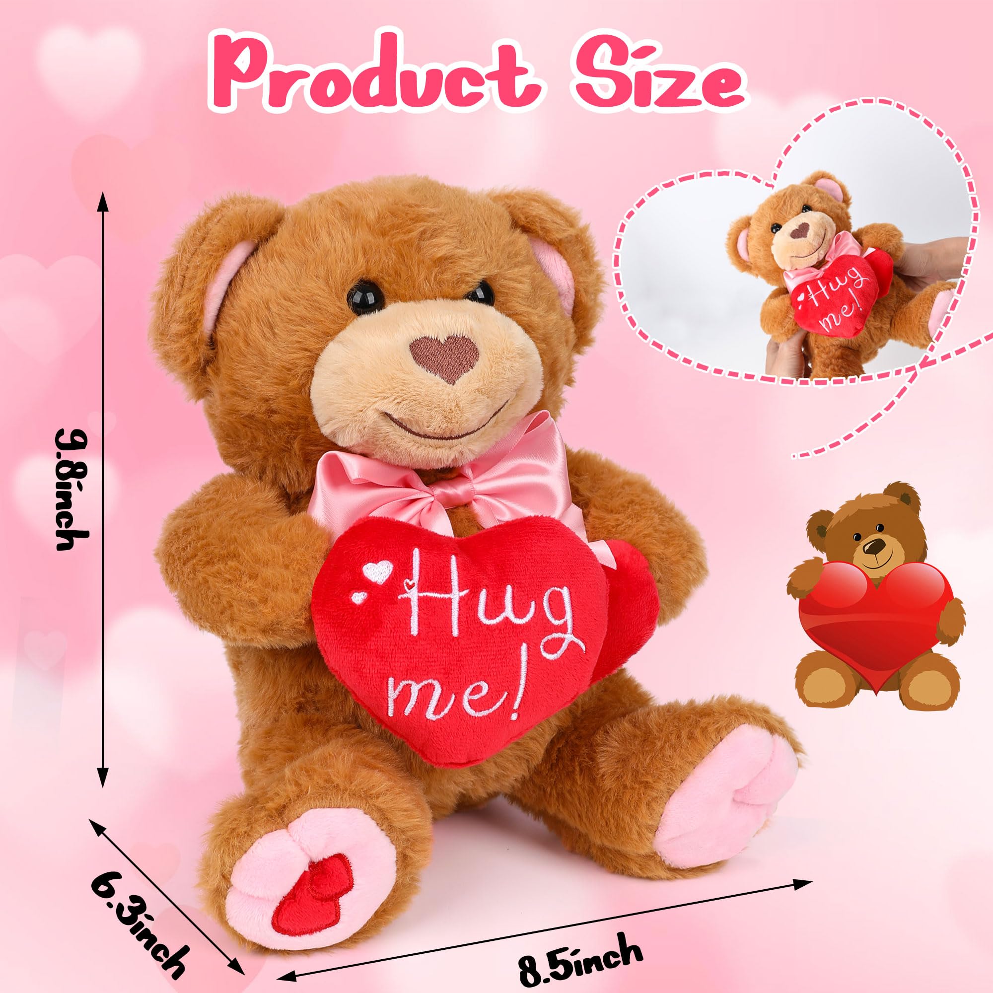 Foto 4 pulgar | Oso De Peluche Para El Día De San Valentín, 25 Cm, Con Corazón Rojo - Venta Internacional.