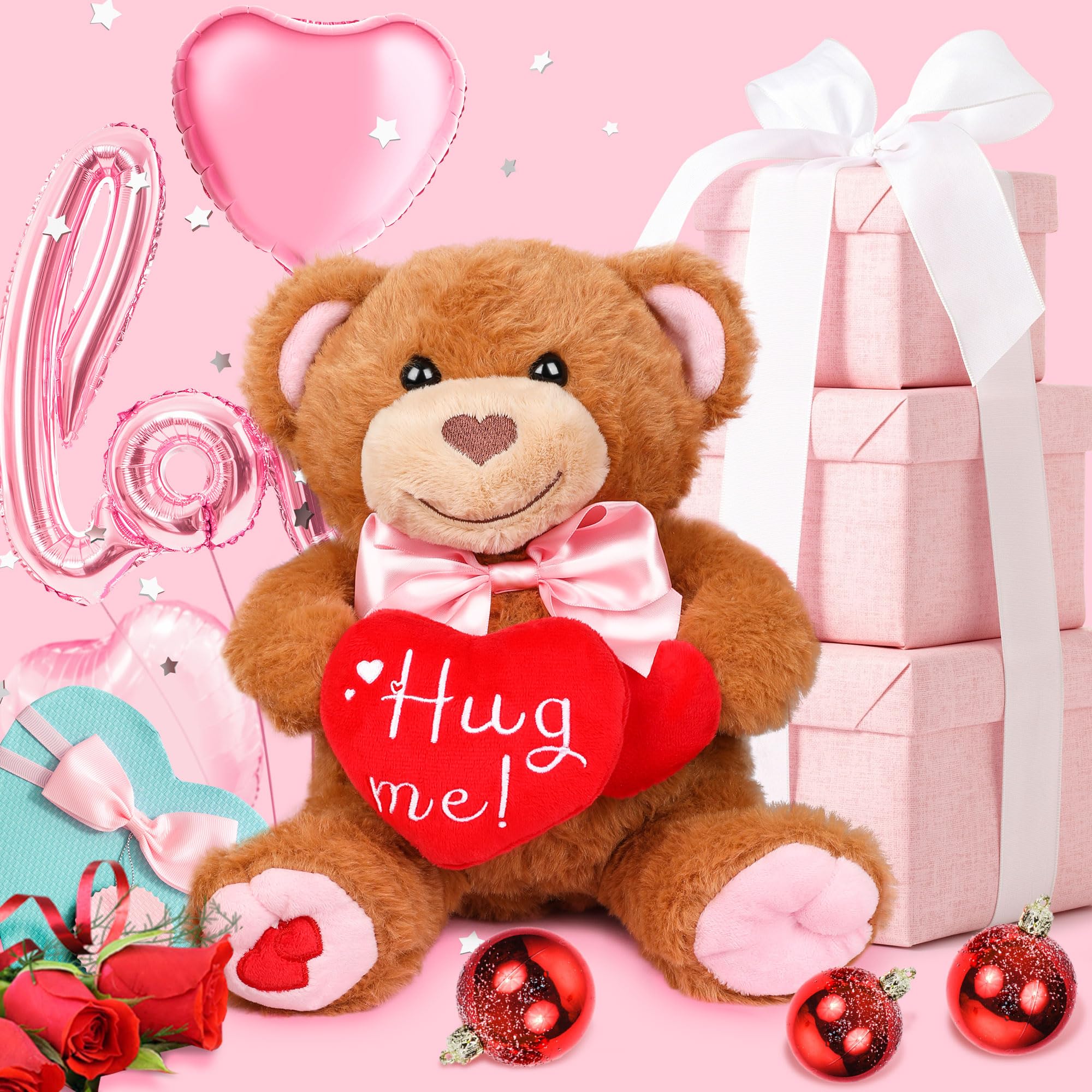 Foto 5 pulgar | Oso De Peluche Para El Día De San Valentín, 25 Cm, Con Corazón Rojo - Venta Internacional.