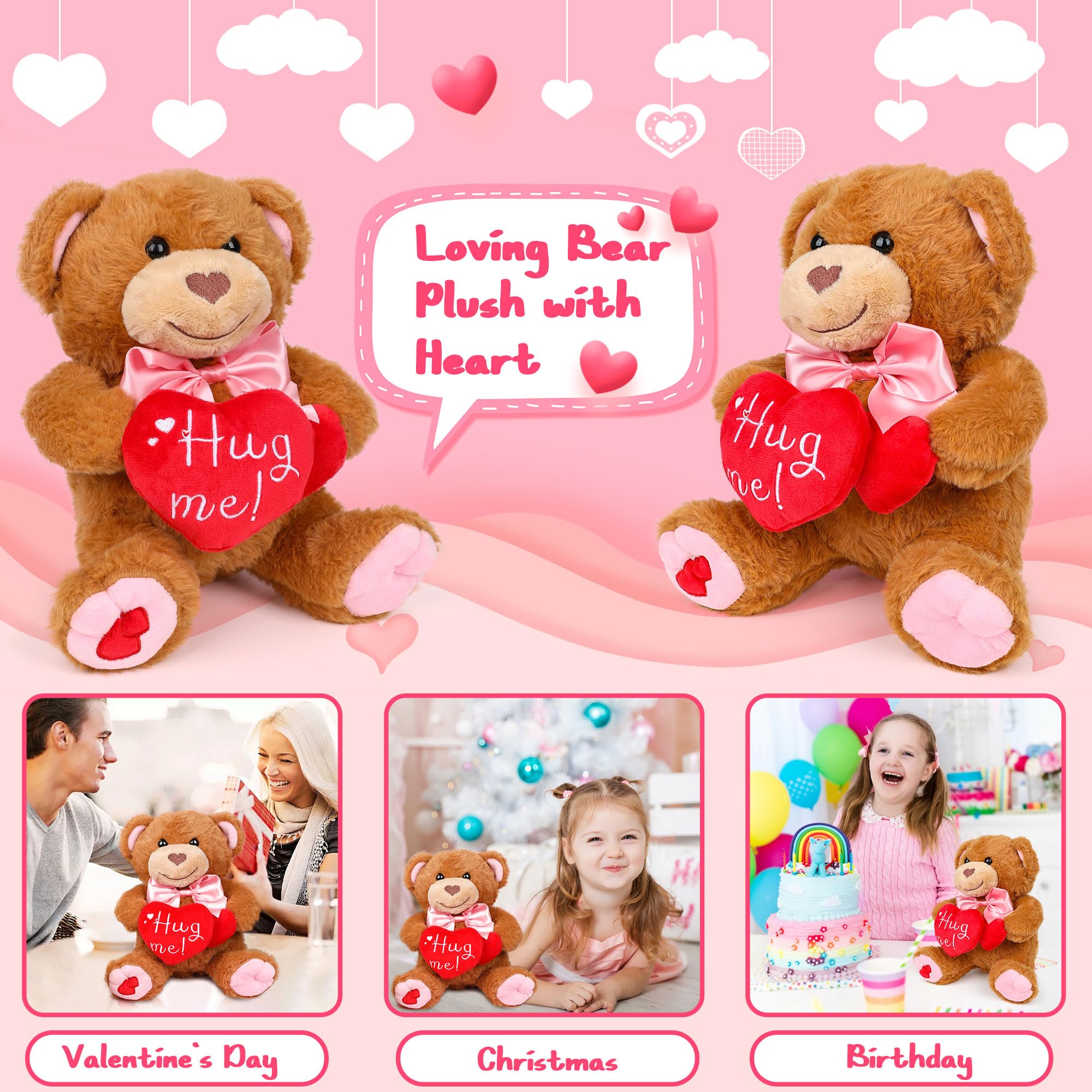 Foto 8 pulgar | Oso De Peluche Para El Día De San Valentín, 25 Cm, Con Corazón Rojo - Venta Internacional.