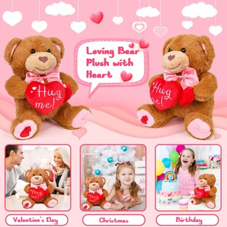 Foto 7 | Oso De Peluche Para El Día De San Valentín, 25 Cm, Con Corazón Rojo - Venta Internacional.