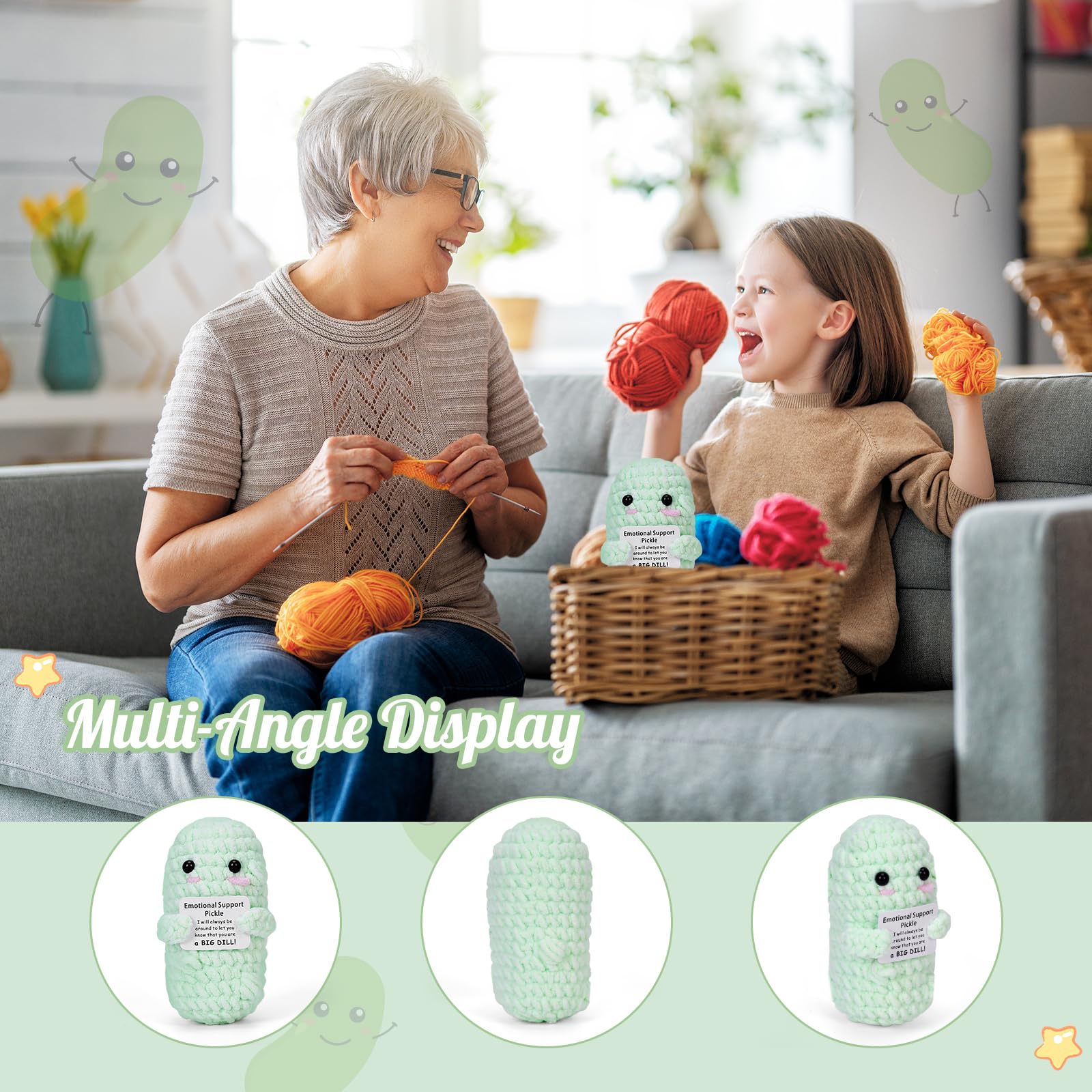 Foto 4 | Pepino Positivo Hecho A Mano De Peluche De Peluche De Apoyo Emocional - Venta Internacional.