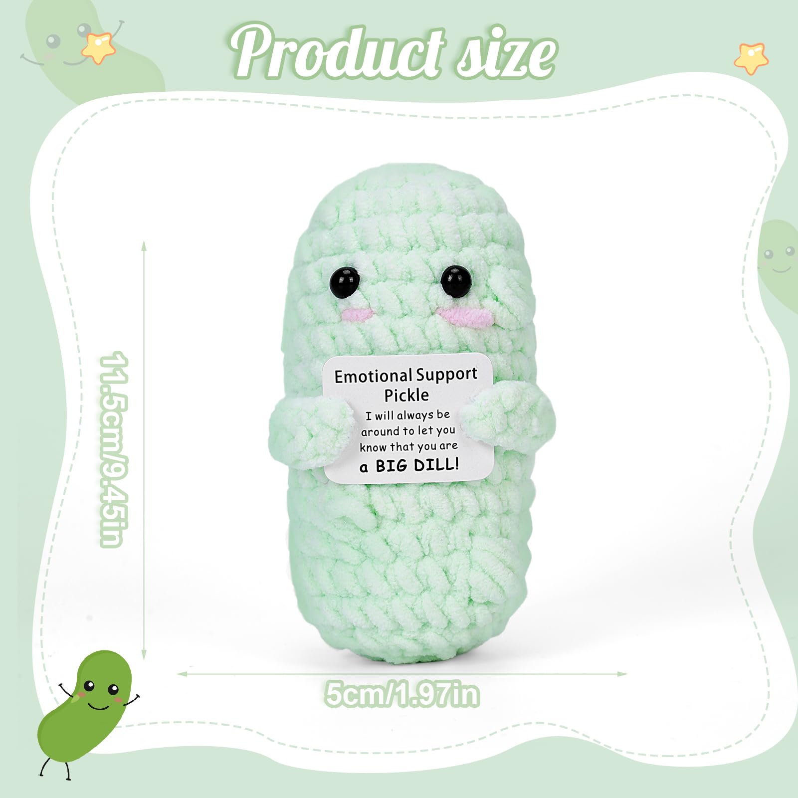 Foto 8 pulgar | Pepino Positivo Hecho A Mano De Peluche De Peluche De Apoyo Emocional - Venta Internacional.