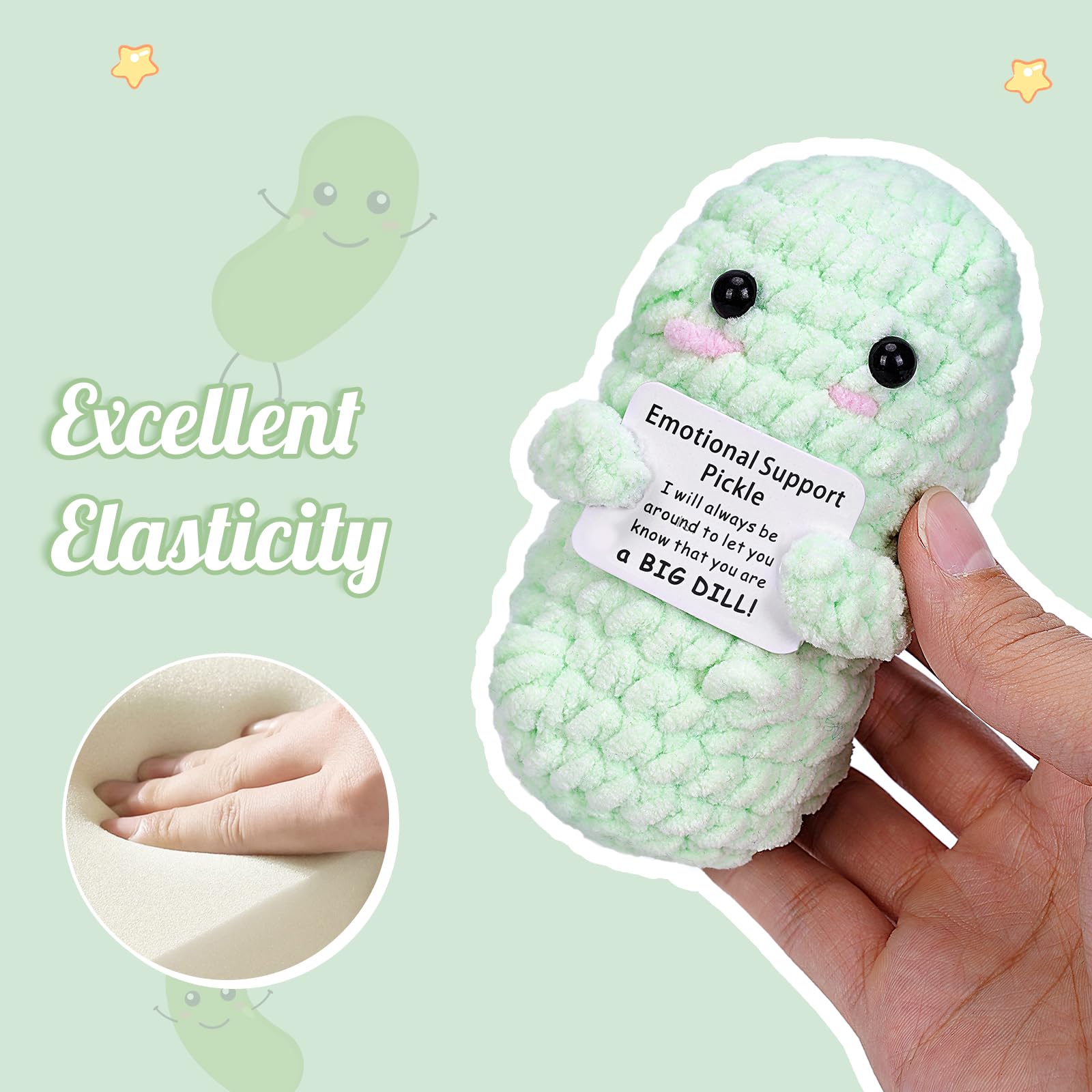 Foto 4 pulgar | Pepino Positivo Hecho A Mano De Peluche De Peluche De Apoyo Emocional - Venta Internacional.