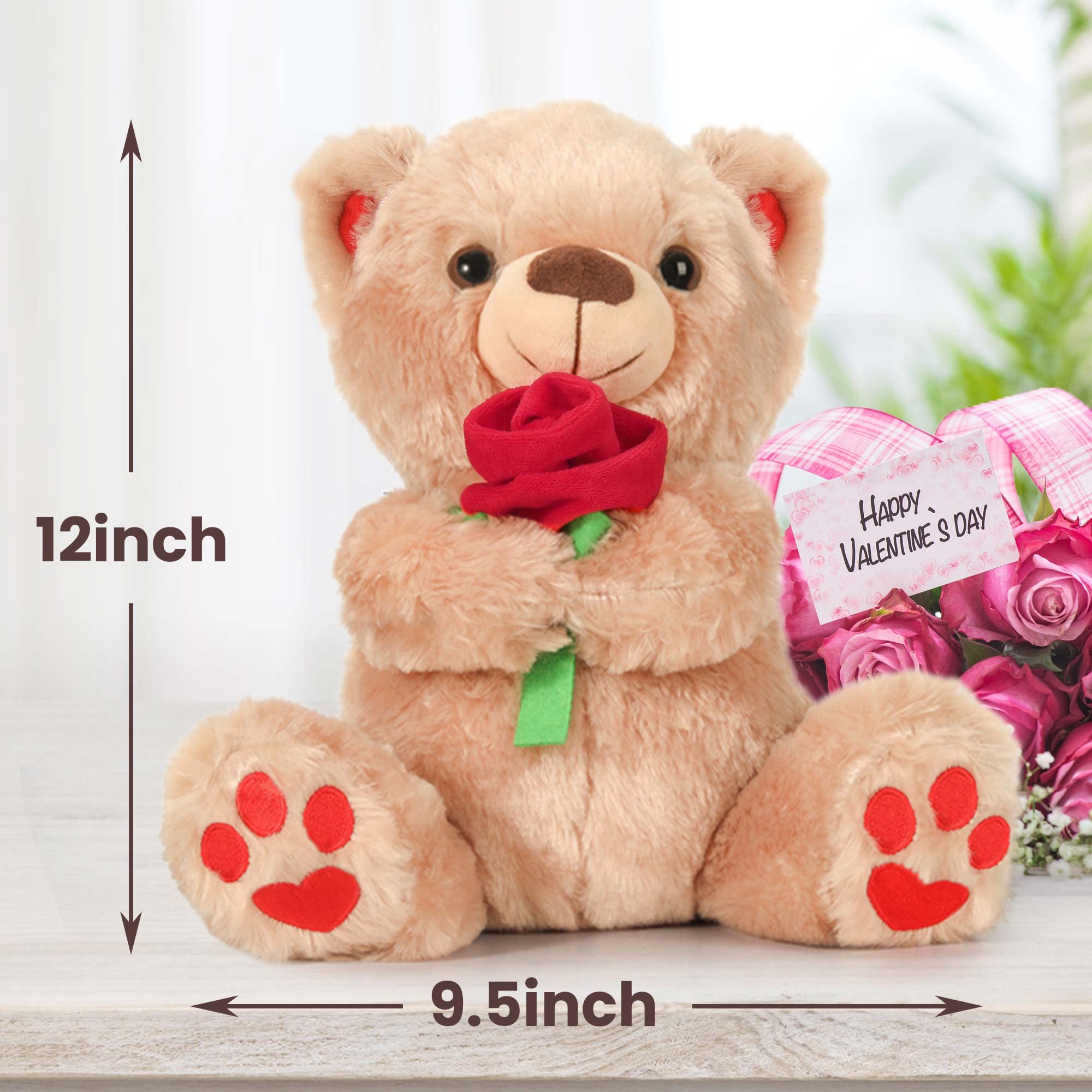 Foto 3 pulgar | Peluche Con Forma De Oso De Peluche Para El Día De San Valentín, 30 Cm, Con Rosa - Venta Internacional.