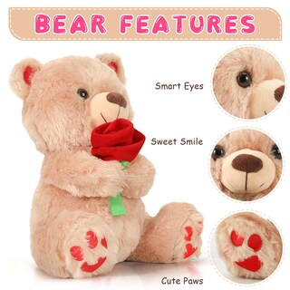 Foto 3 | Peluche Con Forma De Oso De Peluche Para El Día De San Valentín, 30 Cm, Con Rosa - Venta Internacional.