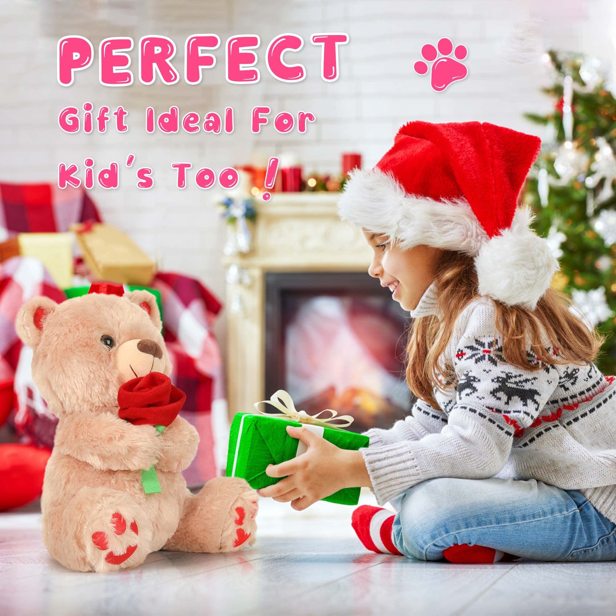 Foto 7 pulgar | Peluche Con Forma De Oso De Peluche Para El Día De San Valentín, 30 Cm, Con Rosa - Venta Internacional.