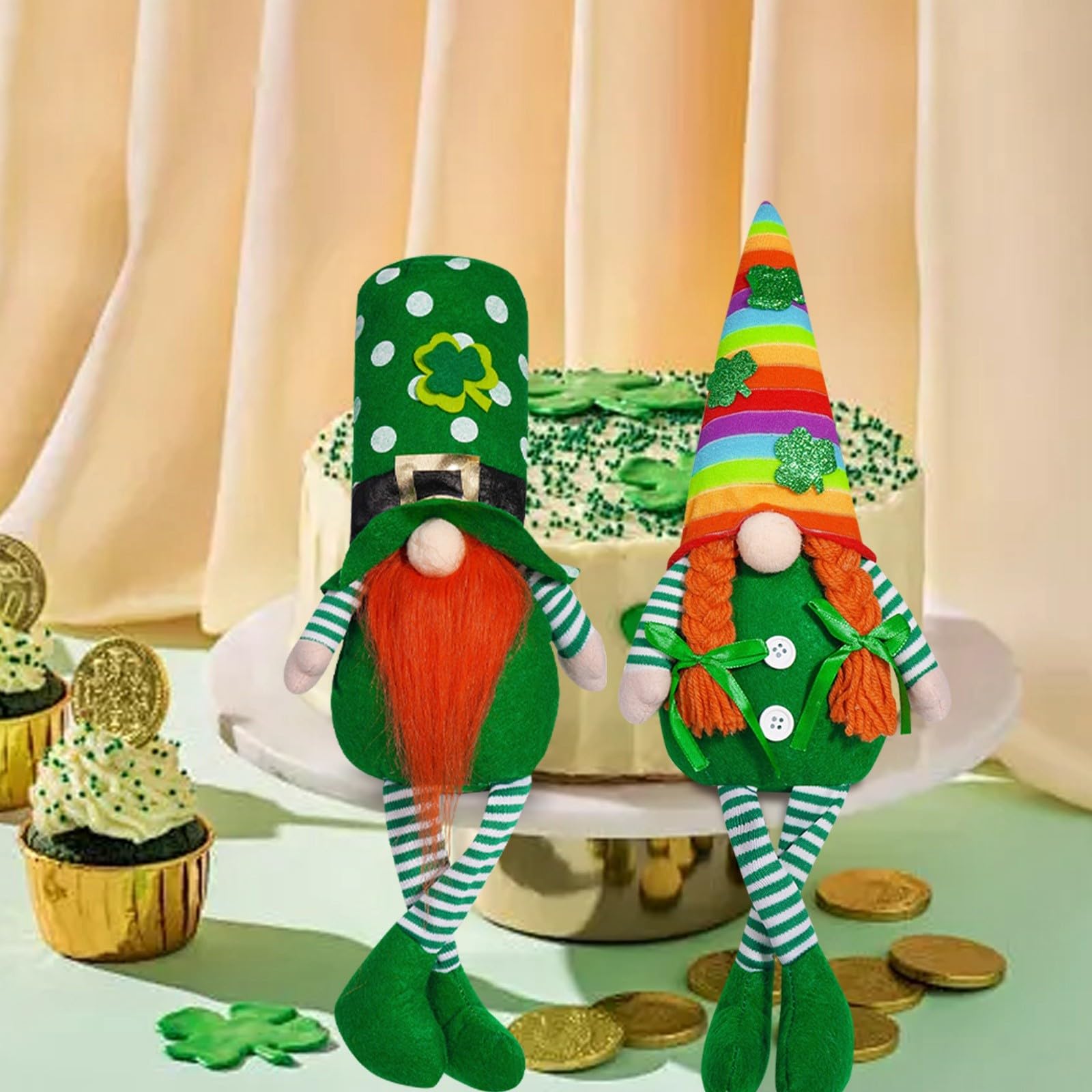 Foto 2 | Pack De 2 Muñecos De Peluche Para Decoración De Gnomos Para El Día De San Patricio - Venta Internacional.