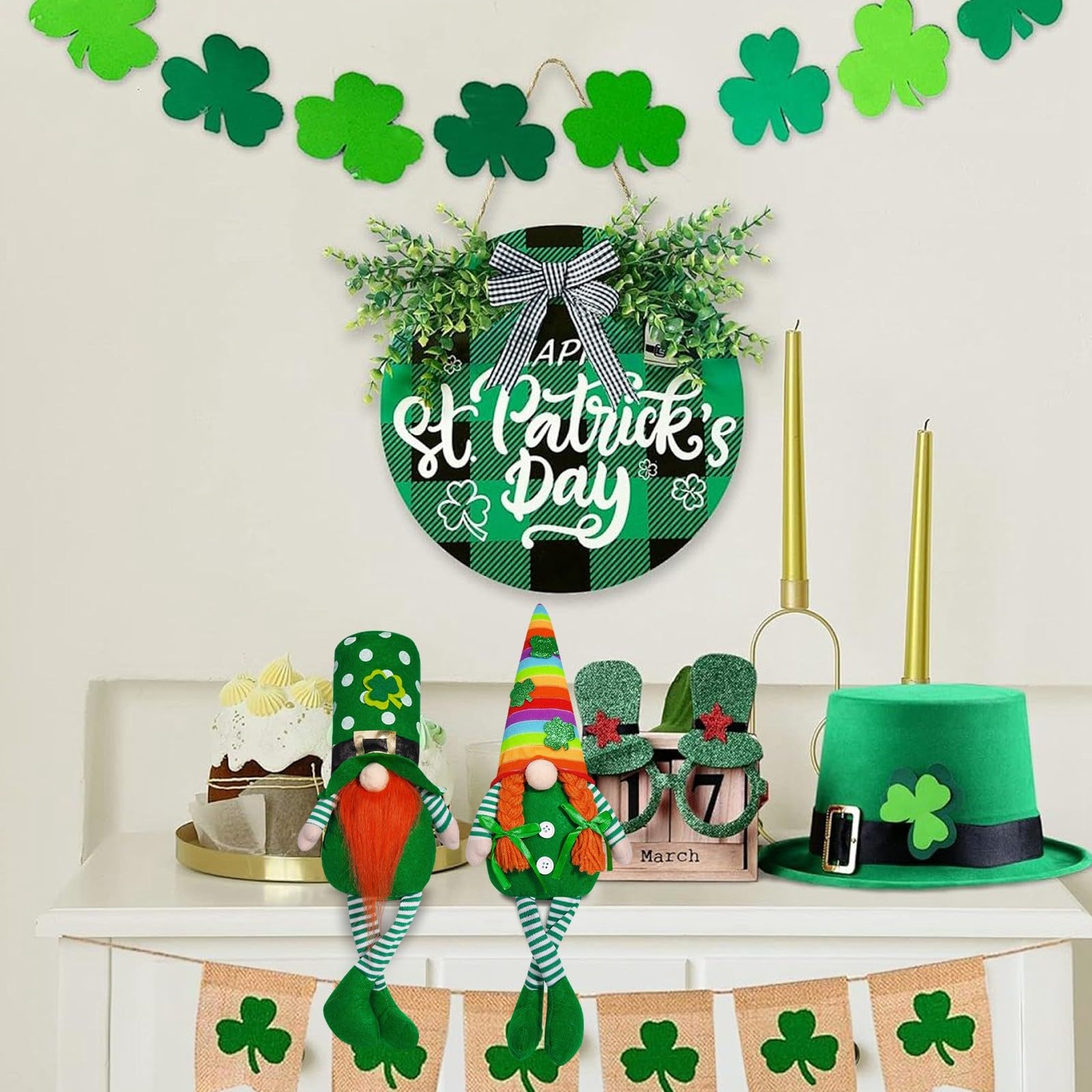 Foto 4 pulgar | Pack De 2 Muñecos De Peluche Para Decoración De Gnomos Para El Día De San Patricio - Venta Internacional.