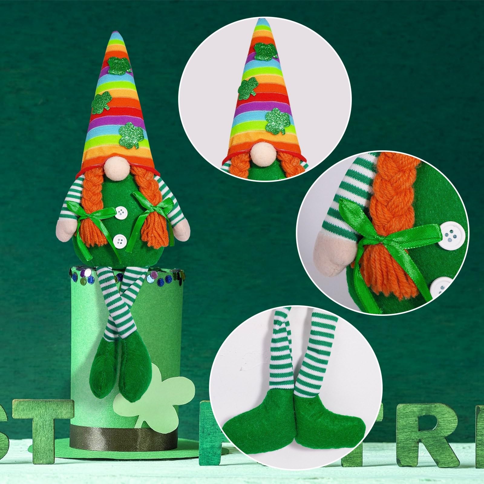 Foto 6 pulgar | Pack De 2 Muñecos De Peluche Para Decoración De Gnomos Para El Día De San Patricio - Venta Internacional.