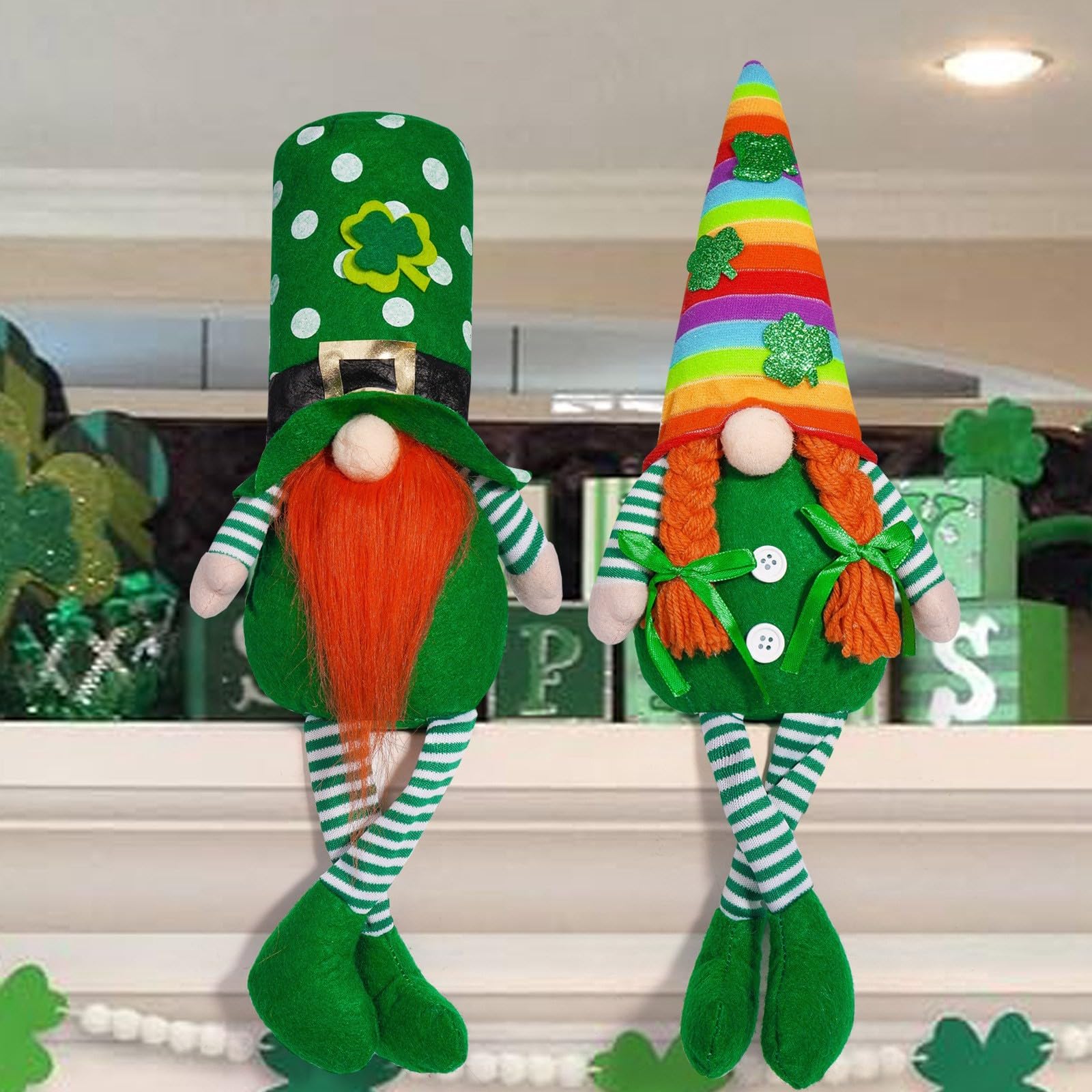 Foto 7 pulgar | Pack De 2 Muñecos De Peluche Para Decoración De Gnomos Para El Día De San Patricio - Venta Internacional.