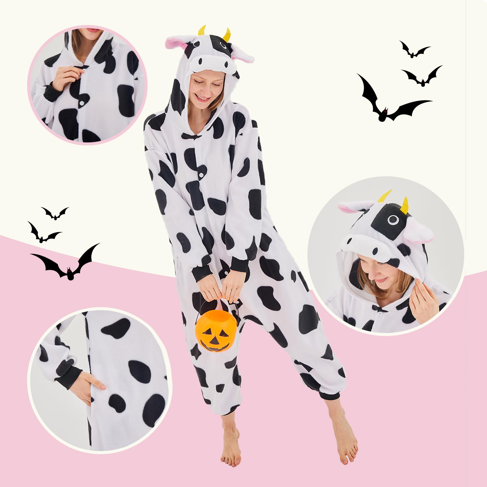Foto 4 | Disfraz De Mono Newcosplay Con Forma De Animal, Pijama De Peluche Con Forma De Vaca Para Adulto - Venta Internacional.