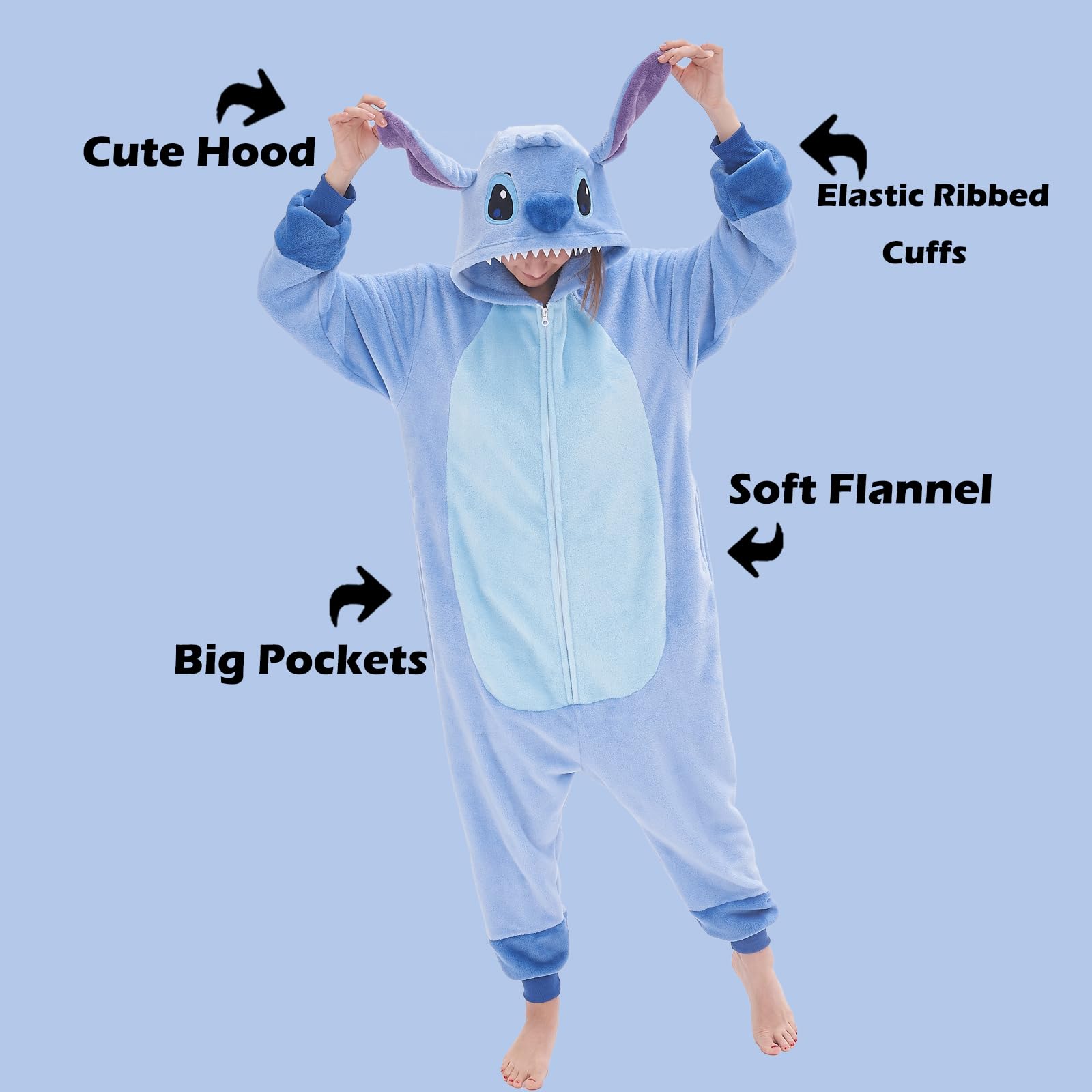 Foto 8 pulgar | Disfraz Unisex De Pijama Gonaap Stitch Para Adulto, Talla L - Venta Internacional.