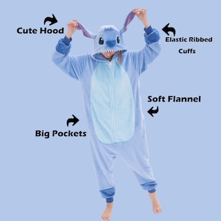 Foto 7 | Disfraz Unisex De Pijama Gonaap Stitch Para Adulto, Talla L - Venta Internacional.
