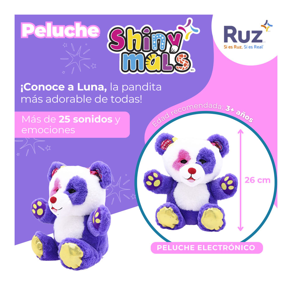 Foto 4 pulgar | Peluche Electrónico Ruz Shinymals (luna Pandita 26 Cm Morado)