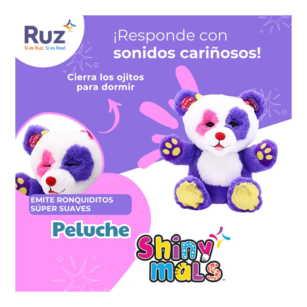 Foto 5 pulgar | Peluche Electrónico Ruz Shinymals (luna Pandita 26 Cm Morado)