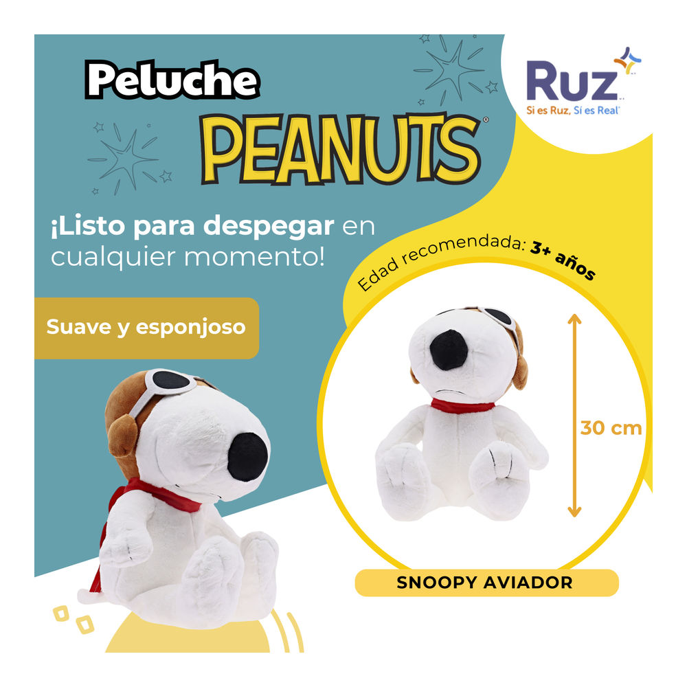 Foto 4 pulgar | Peluche Ruz Peanuts (snoopy 30 Cm Aviador)