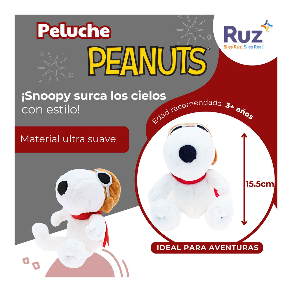 Foto 4 pulgar | Peluche Ruz Peanuts (snooppy 15.5 Cm Aviador)