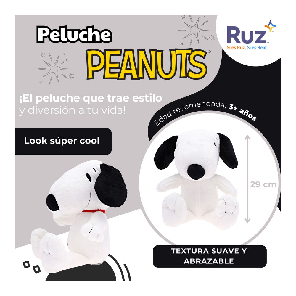 Foto 4 pulgar | Peluche Ruz Peanuts (snoopy 29 Cm Blanco)