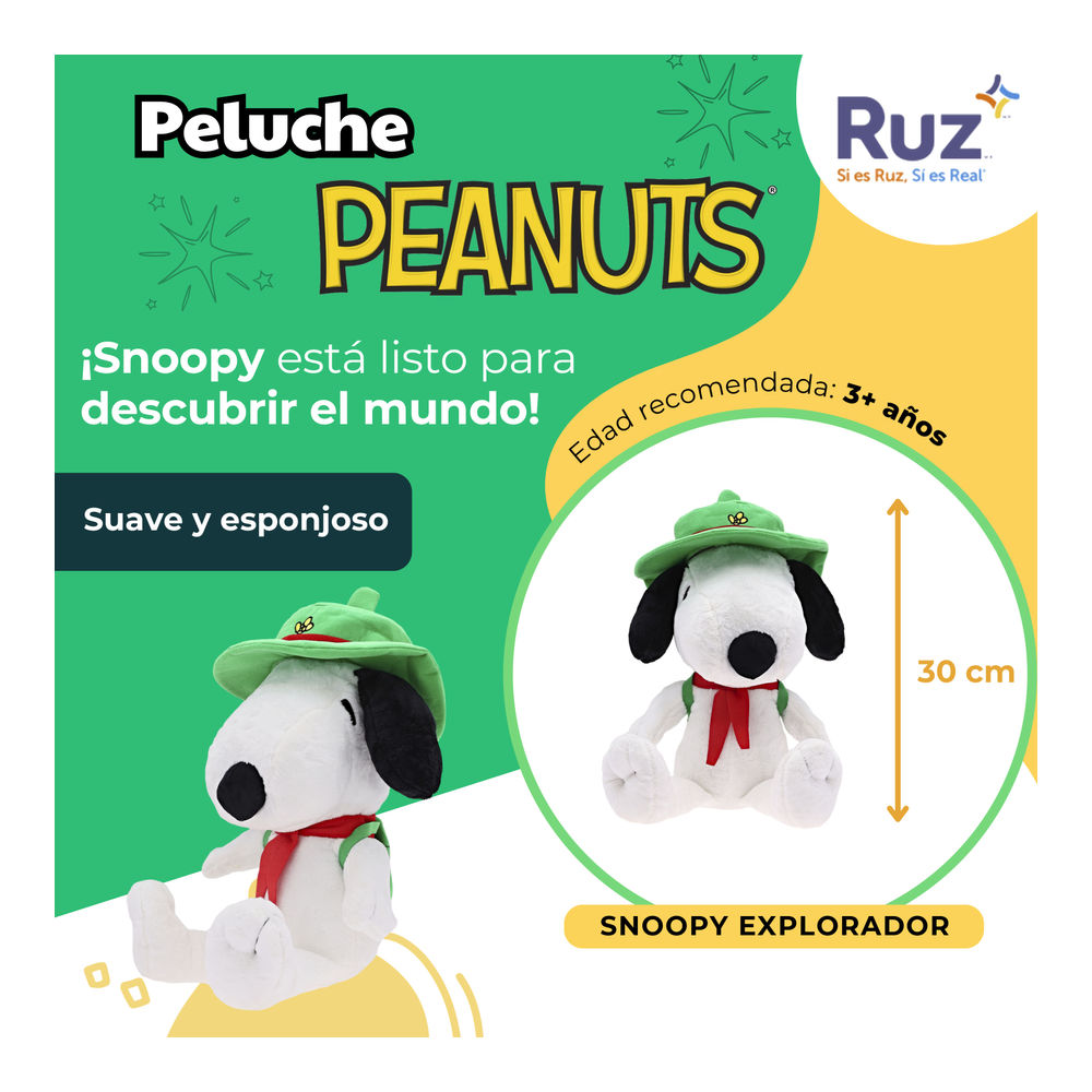 Foto 4 pulgar | Peluche Ruz Peanuts (snoopy 30 Cm Explorador)
