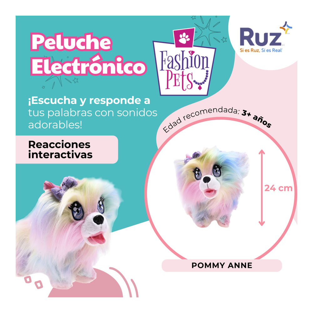 Foto 4 pulgar | Peluche Ruz Fashion Pets (pommy Anne Rosa 24 Cm)