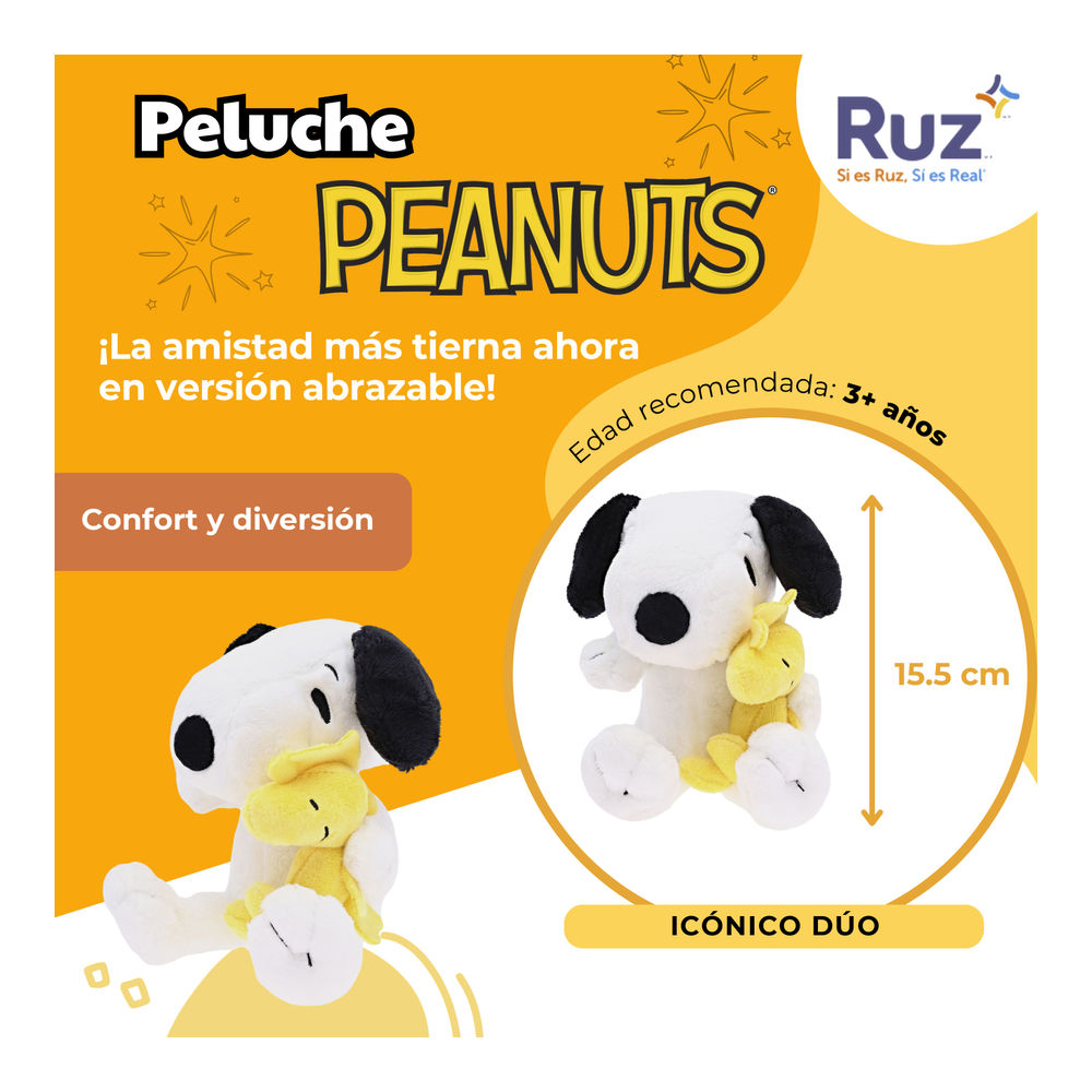 Foto 4 pulgar | Peluche Ruz Peanuts (snoopy 15.5 Cm Con Woodstock)