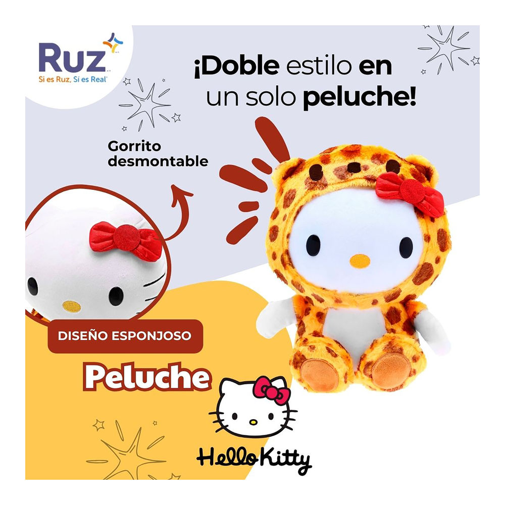 Foto 5 pulgar | Peluche Ruz Hello Kitty (cheetah Costume 30 Cm Amarillo)