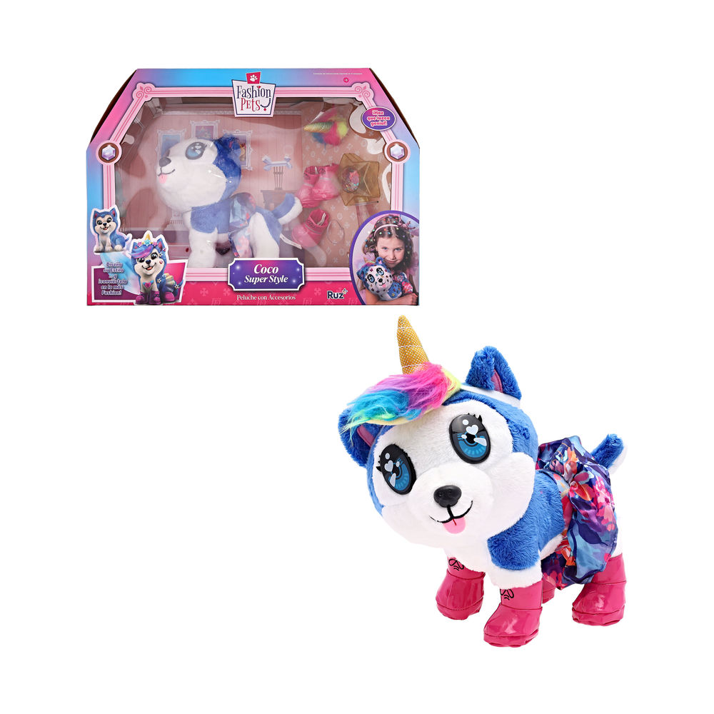 Peluche Ruz Fashion Pets (coco Super Style 26 Cm Azul)