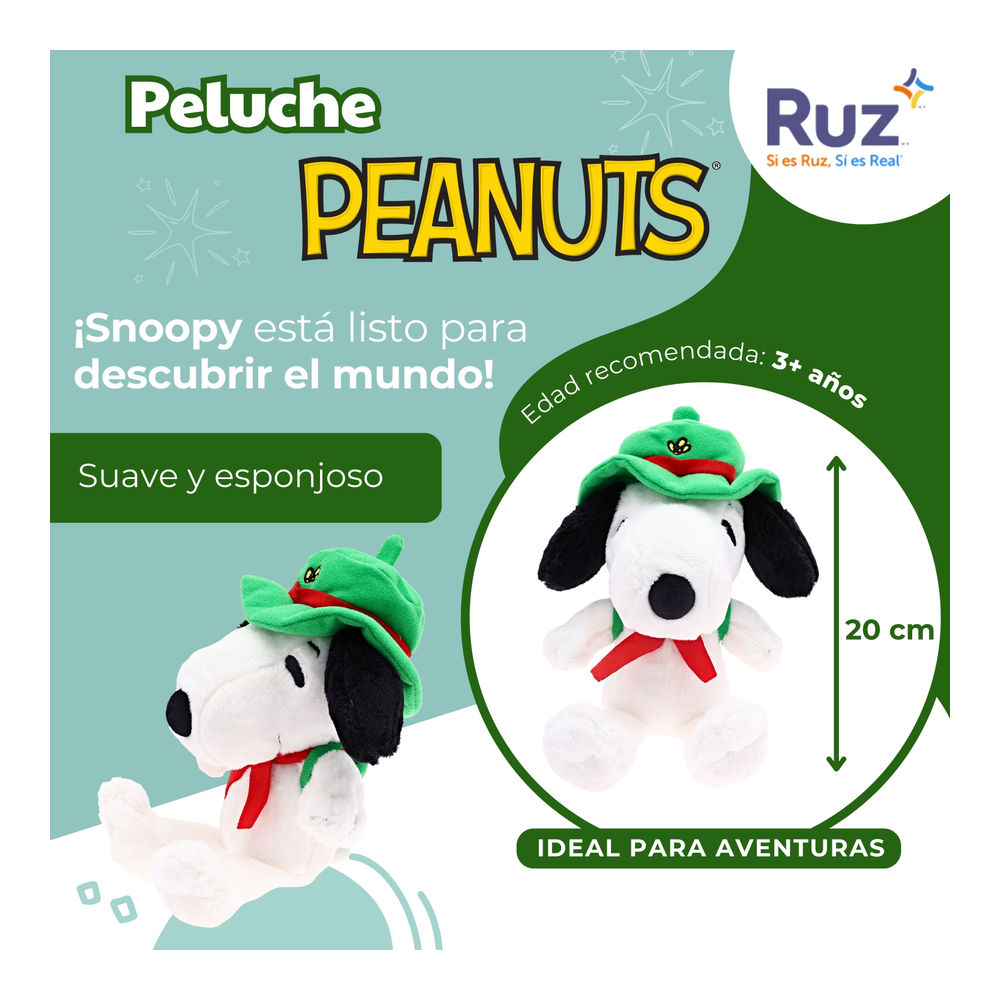 Foto 4 pulgar | Peluche Ruz Peanuts (snoopy Beagle Scout 20 Cm Blanco)