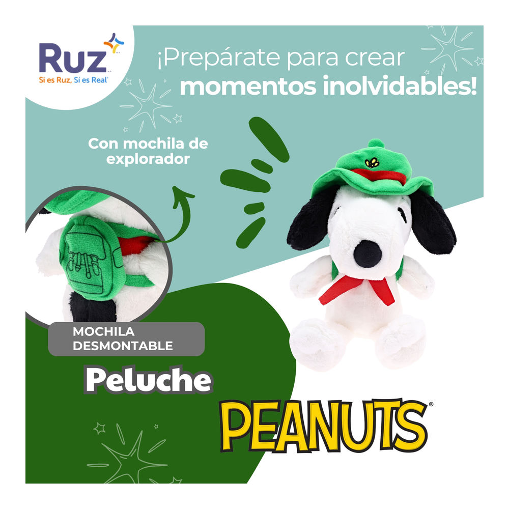 Foto 5 pulgar | Peluche Ruz Peanuts (snoopy Beagle Scout 20 Cm Blanco)