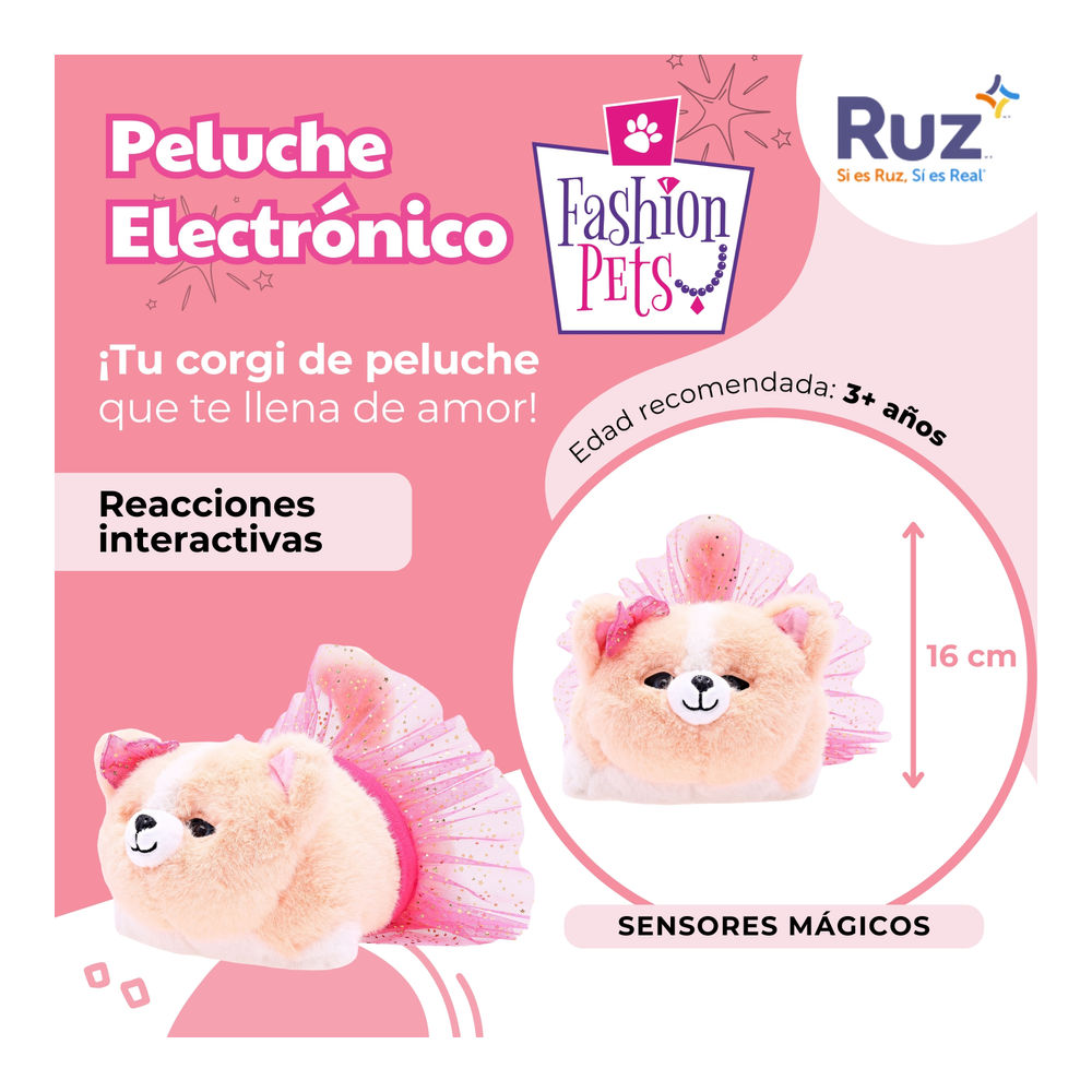 Foto 5 pulgar | Peluche Electrónico Ruz Fashion Pets (fluffy Belle 16 Cm Naranja)