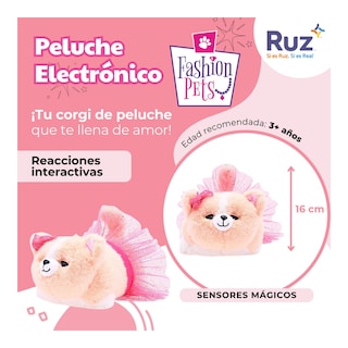 Foto 4 | Peluche Electrónico Ruz Fashion Pets (fluffy Belle 16 Cm Naranja)