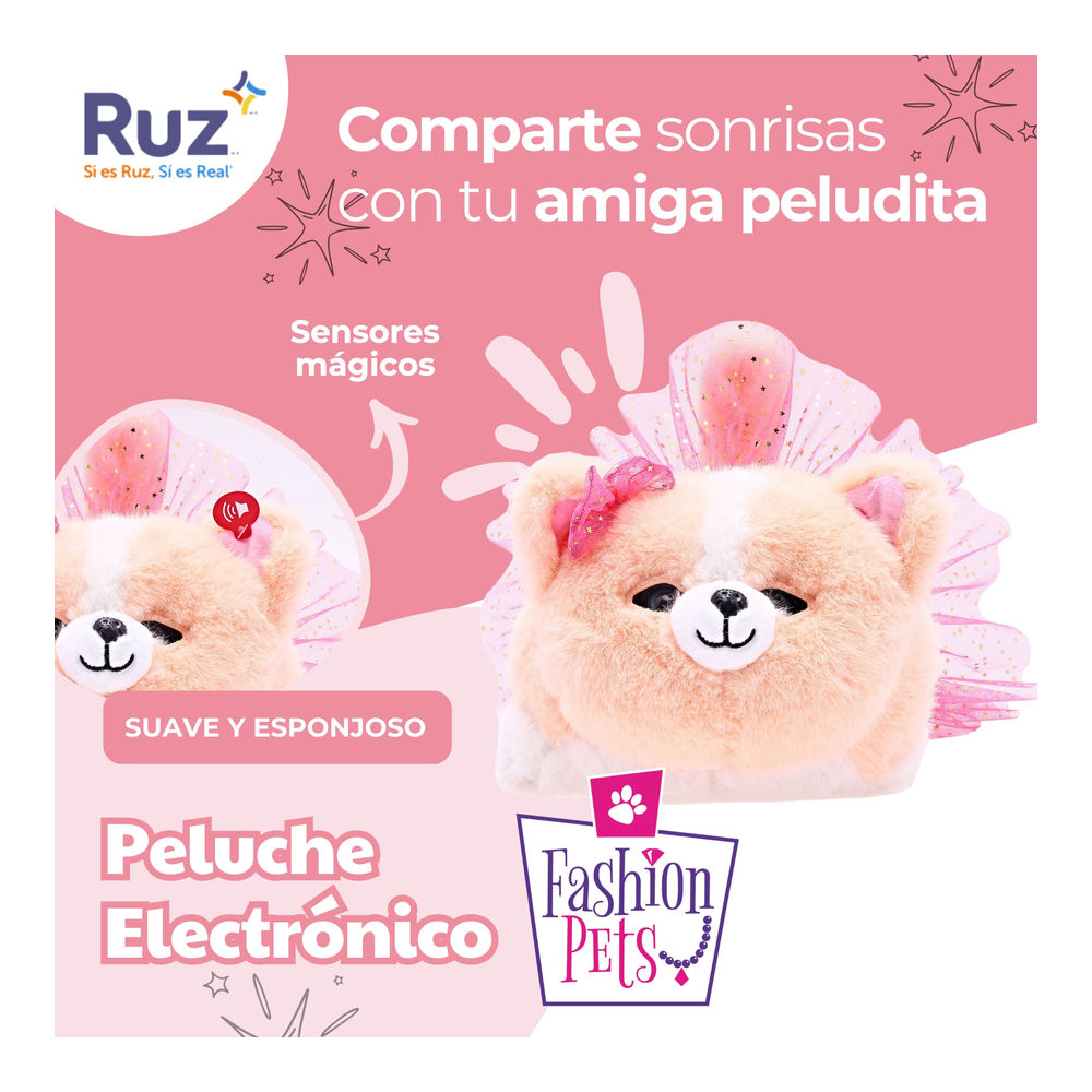 Foto 6 pulgar | Peluche Electrónico Ruz Fashion Pets (fluffy Belle 16 Cm Naranja)