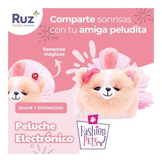 Foto 5 | Peluche Electrónico Ruz Fashion Pets (fluffy Belle 16 Cm Naranja)