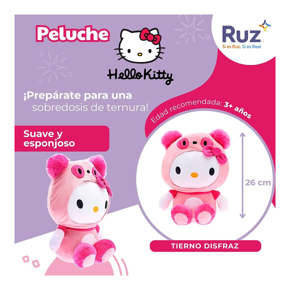 Foto 4 pulgar | Peluche Ruz Hello Kitty (bear Costume 30 Cm Rosa)
