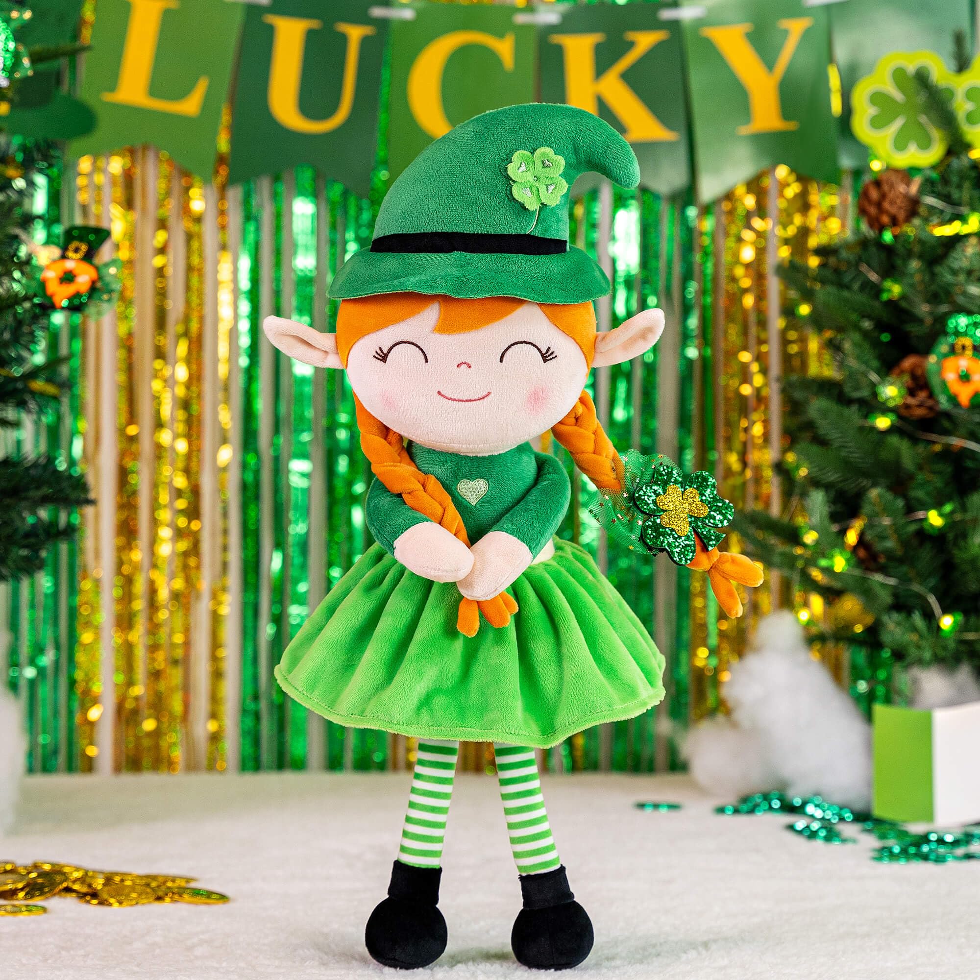 Foto 4 pulgar | Muñeca De Peluche Gloveleya Para El Día De San Patricio, 16 Cm, Color Verde, Regalo - Venta Internacional.