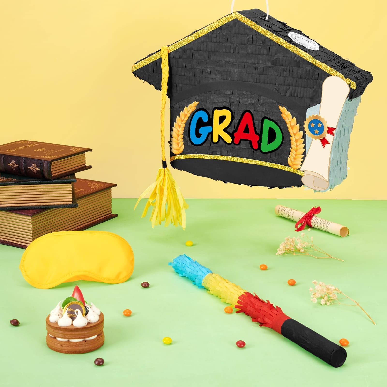Foto 2 | Gorra De Graduación Wernnsai Con Piñata De Graduación Con Venda En Los Ojos Y Murciélago - Venta Internacional.