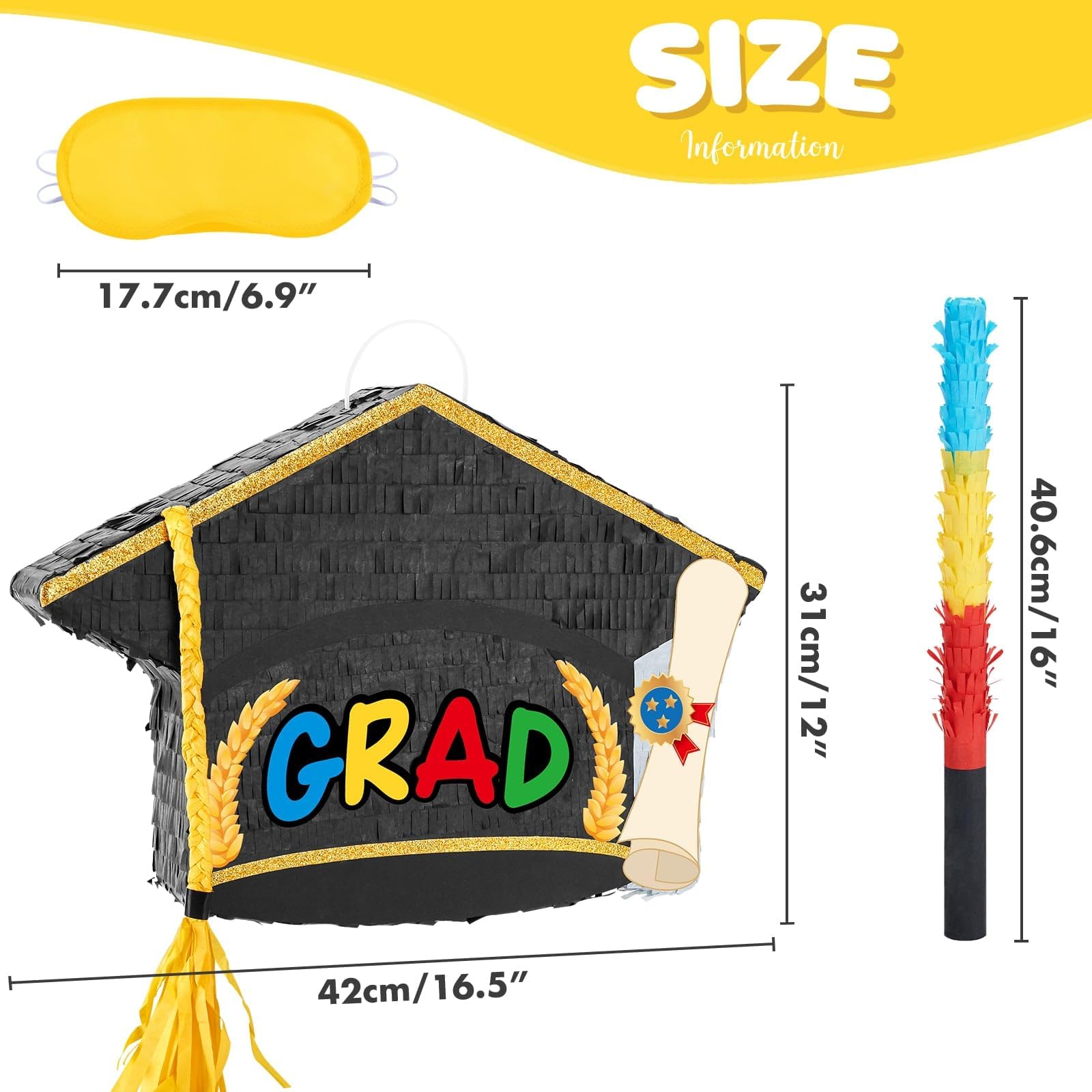 Foto 3 | Gorra De Graduación Wernnsai Con Piñata De Graduación Con Venda En Los Ojos Y Murciélago - Venta Internacional.