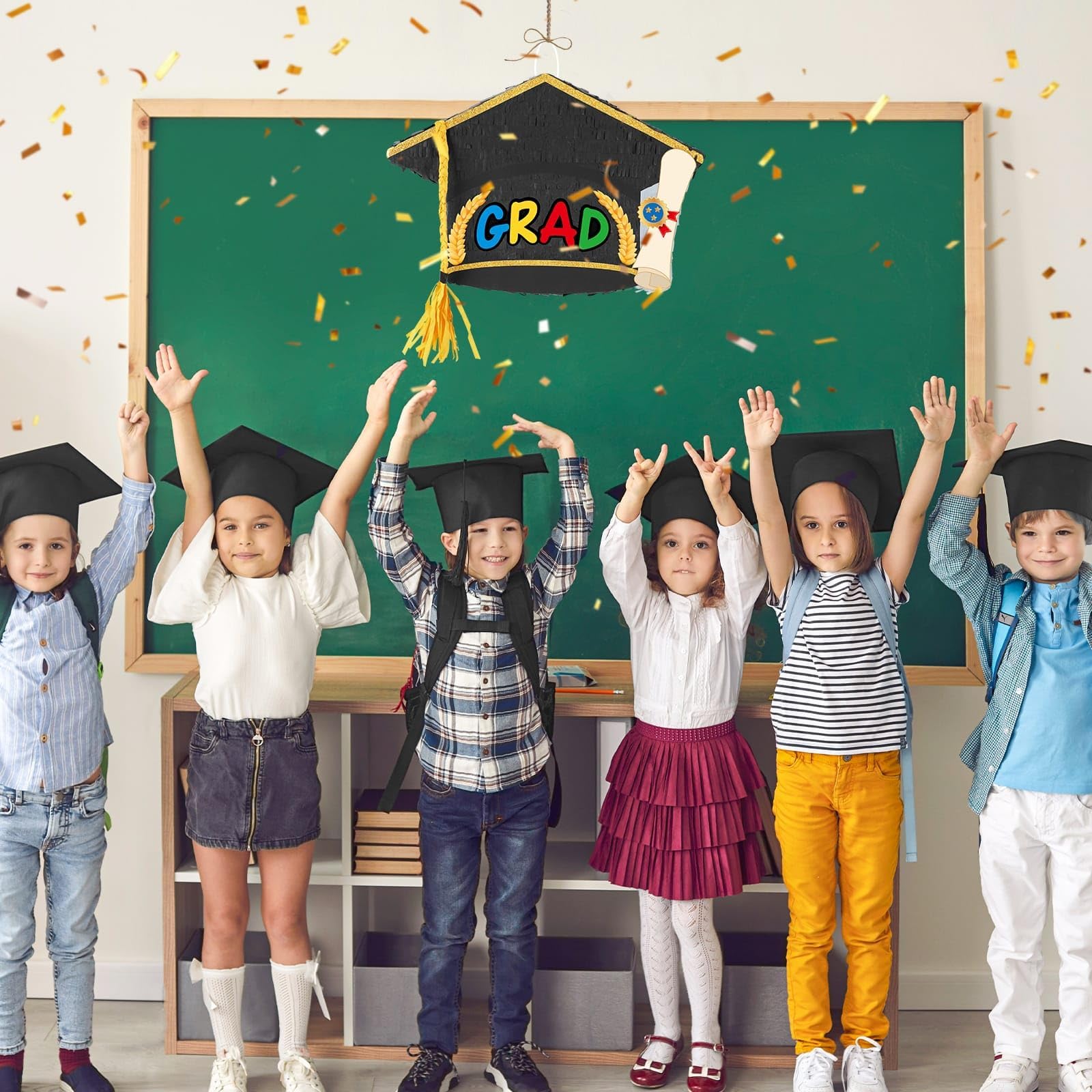 Foto 5 | Gorra De Graduación Wernnsai Con Piñata De Graduación Con Venda En Los Ojos Y Murciélago - Venta Internacional.