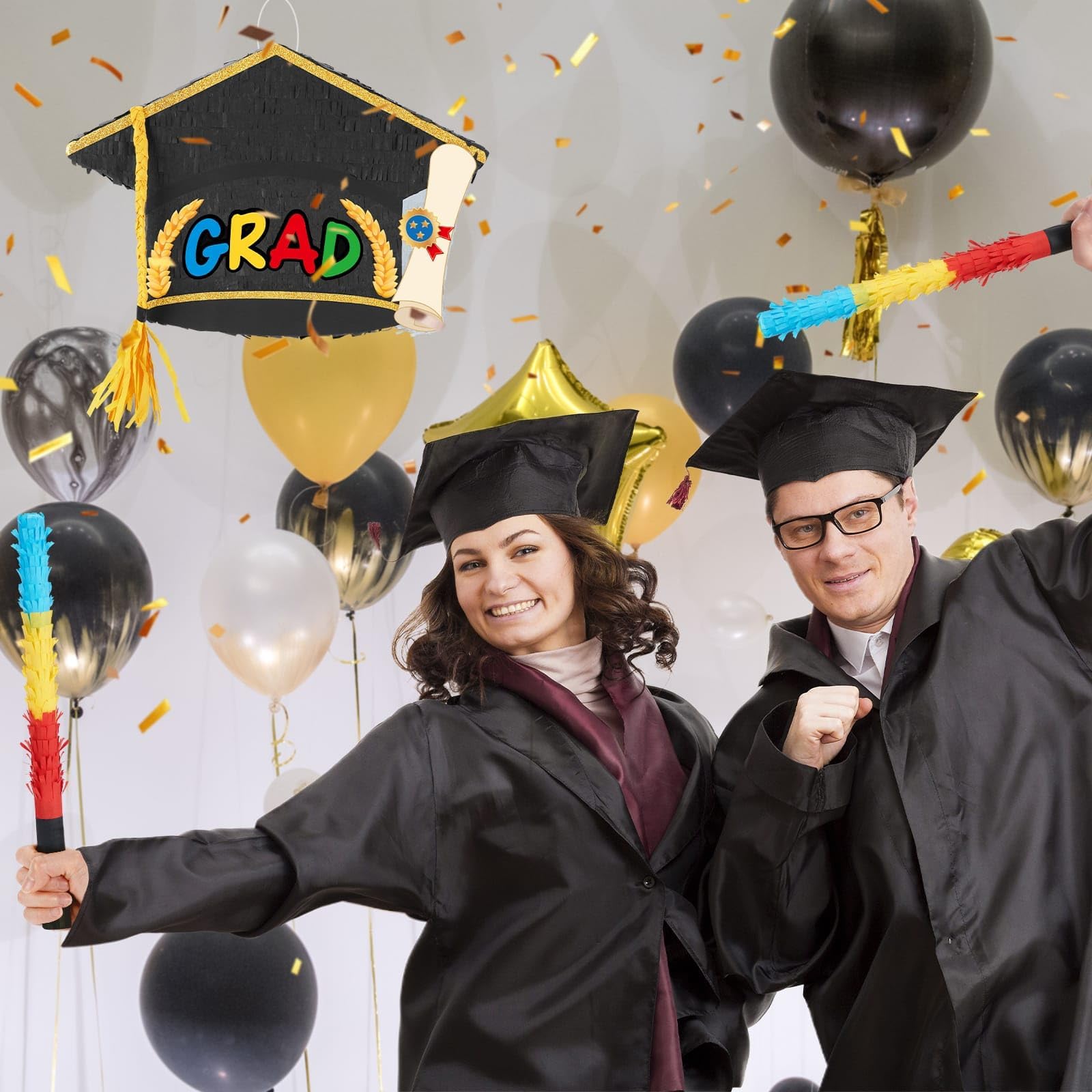 Foto 7 | Gorra De Graduación Wernnsai Con Piñata De Graduación Con Venda En Los Ojos Y Murciélago - Venta Internacional.