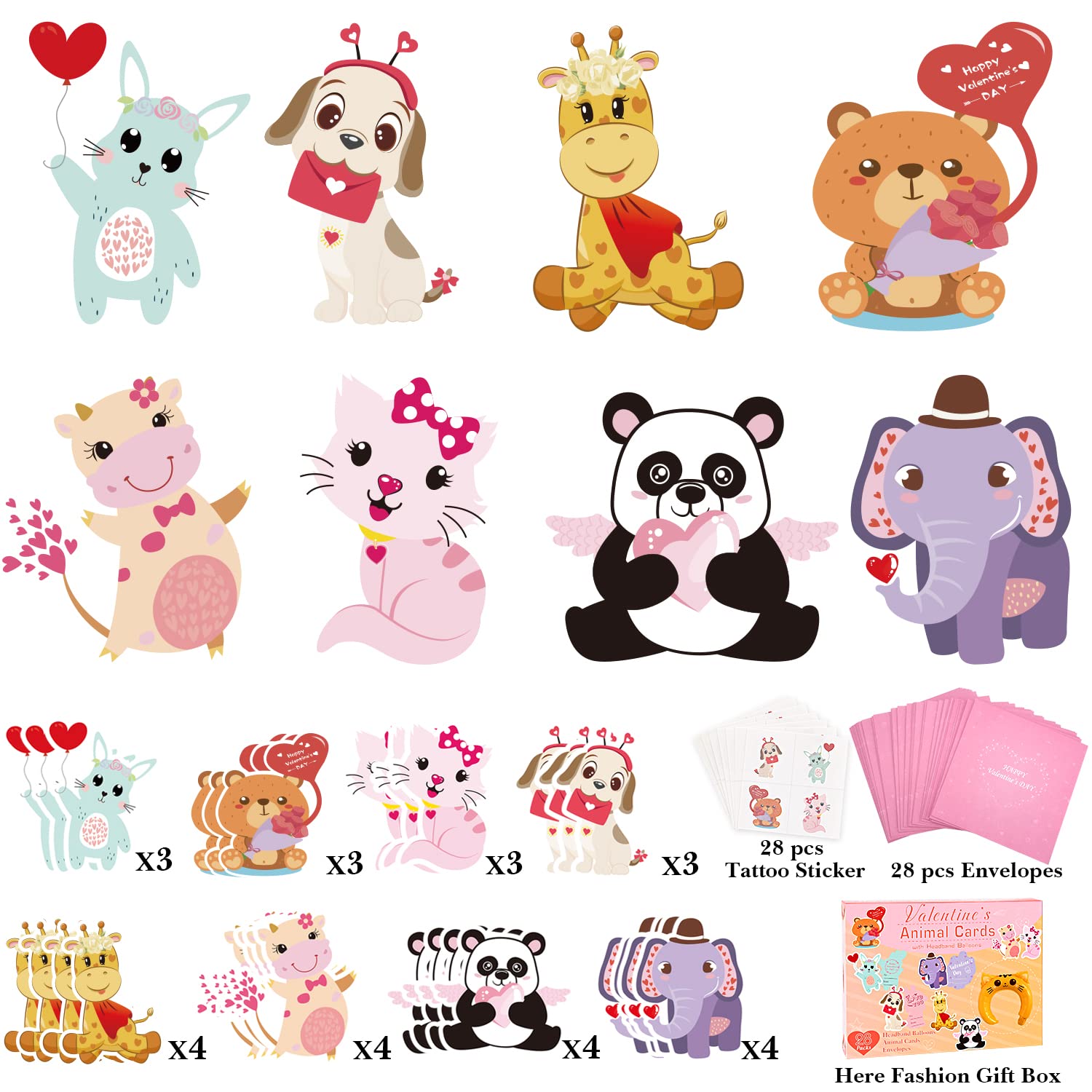 Foto 3 pulgar | Tarjetas De San Valentín Y Diademas Inflables Con Forma De Animal Para Niños - Venta Internacional.