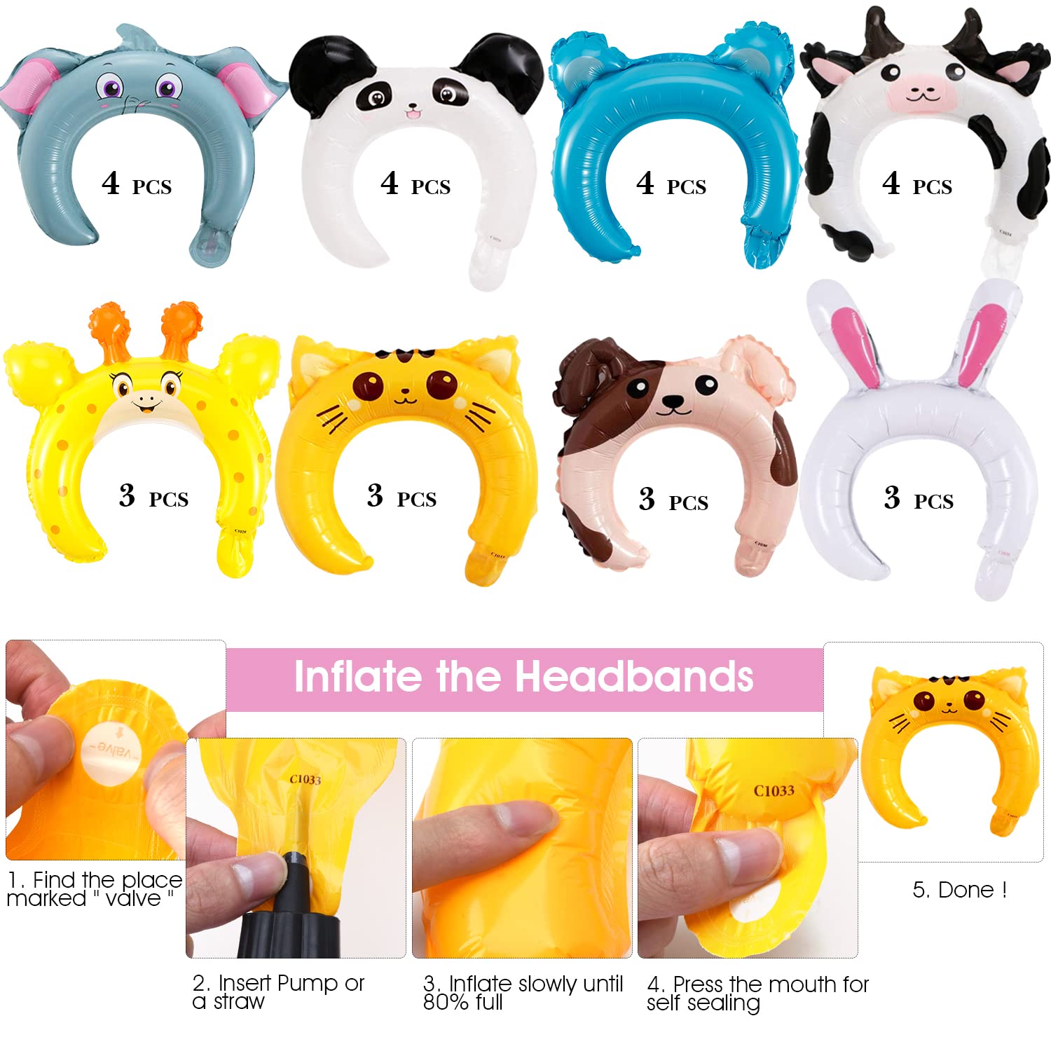 Foto 4 pulgar | Tarjetas De San Valentín Y Diademas Inflables Con Forma De Animal Para Niños - Venta Internacional.