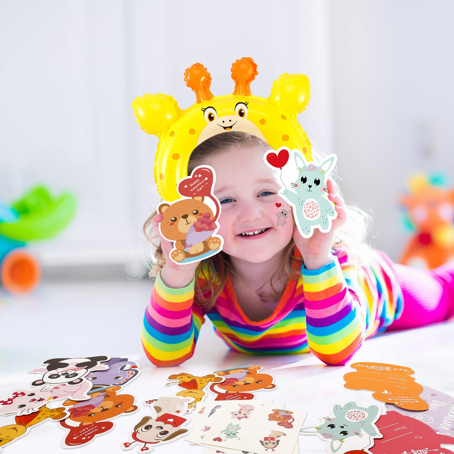 Foto 8 pulgar | Tarjetas De San Valentín Y Diademas Inflables Con Forma De Animal Para Niños - Venta Internacional.