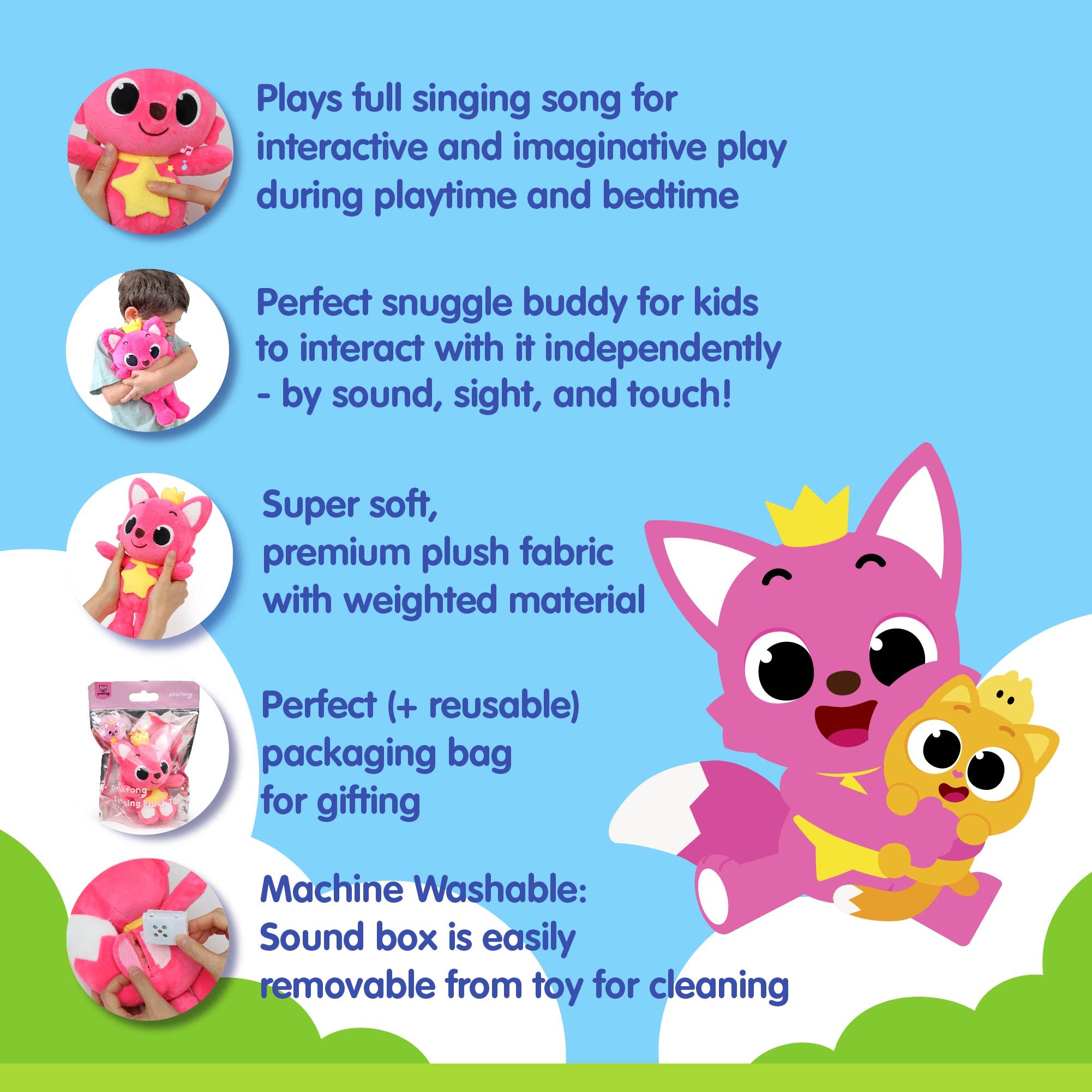 Foto 5 pulgar | Peluche Cantante Pinkfong De 28 Cm Para Niños Pequeños - Venta Internacional.
