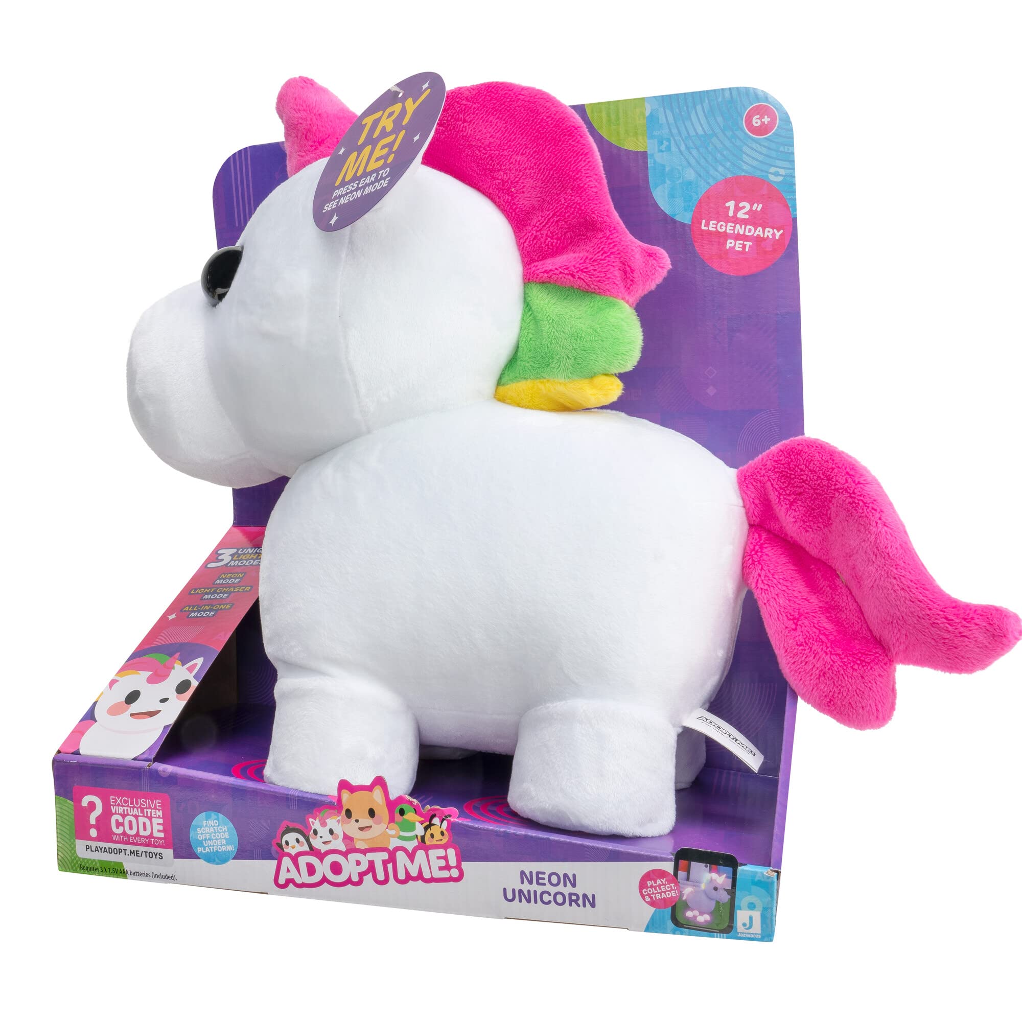 Foto 6 pulgar | Juguete De Peluche ¡adoptame! Unicornio De Neón Iluminado Con Código Virtual - Venta Internacional.