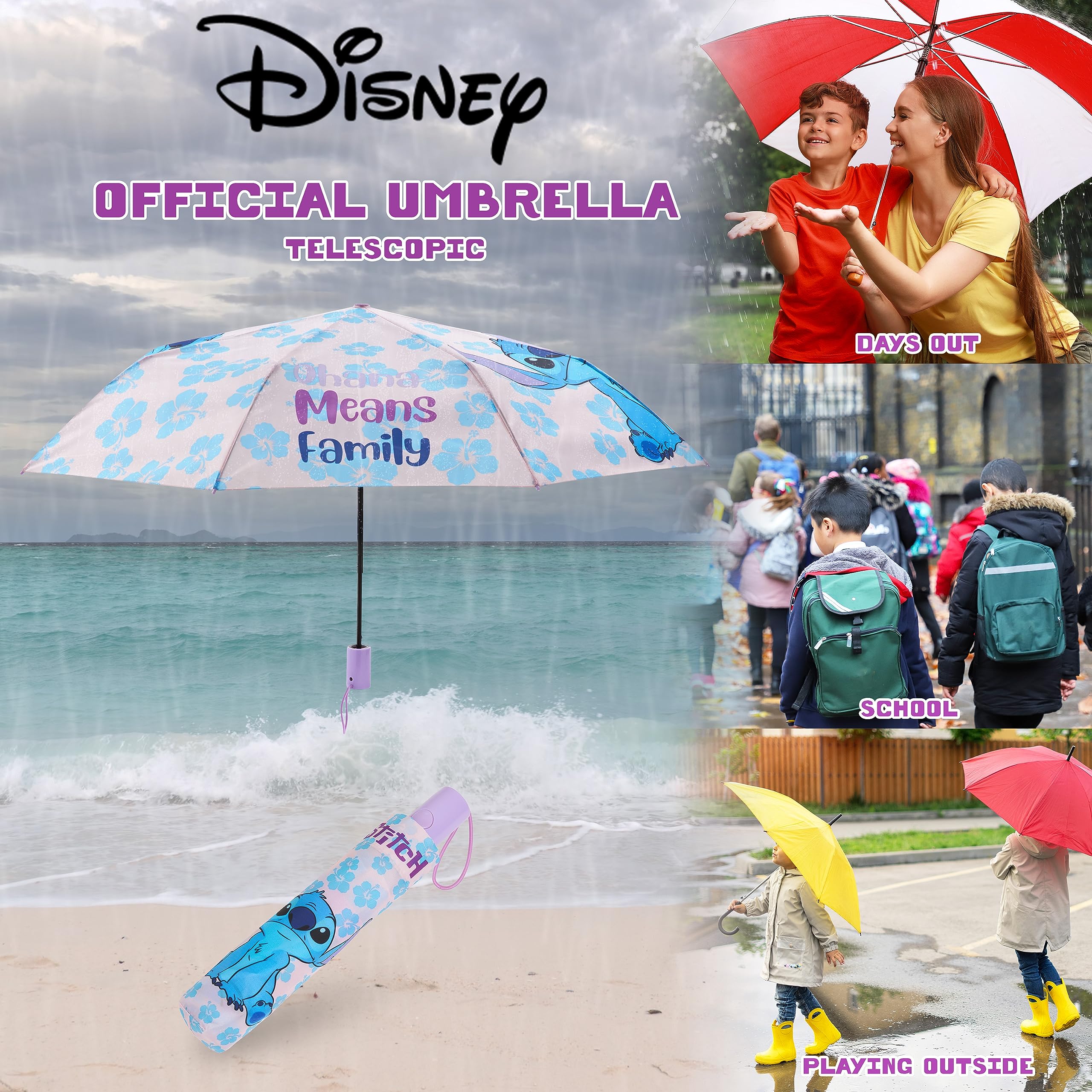 Foto 4 pulgar | Paraguas Disney Stitch, Plegable, Telescópico Y Ligero - Venta Internacional.