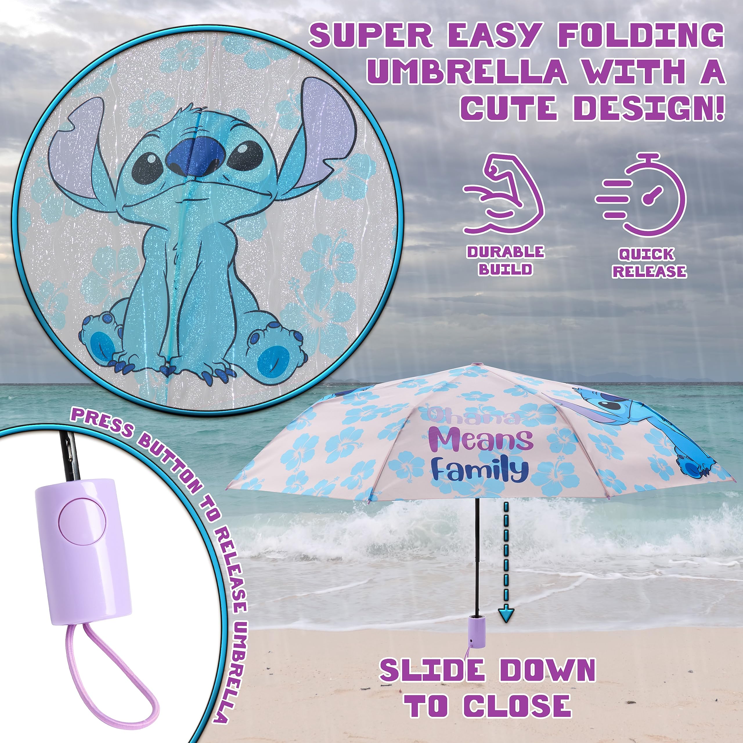 Foto 6 pulgar | Paraguas Disney Stitch, Plegable, Telescópico Y Ligero - Venta Internacional.