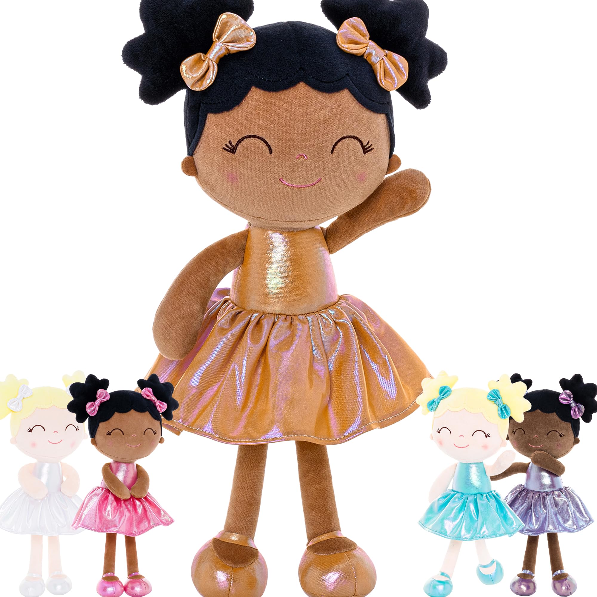 Foto 2 pulgar | Vestido Dorado De Peluche Gloveleya Para Niña Con Zapatos De 30 Cm - Venta Internacional.