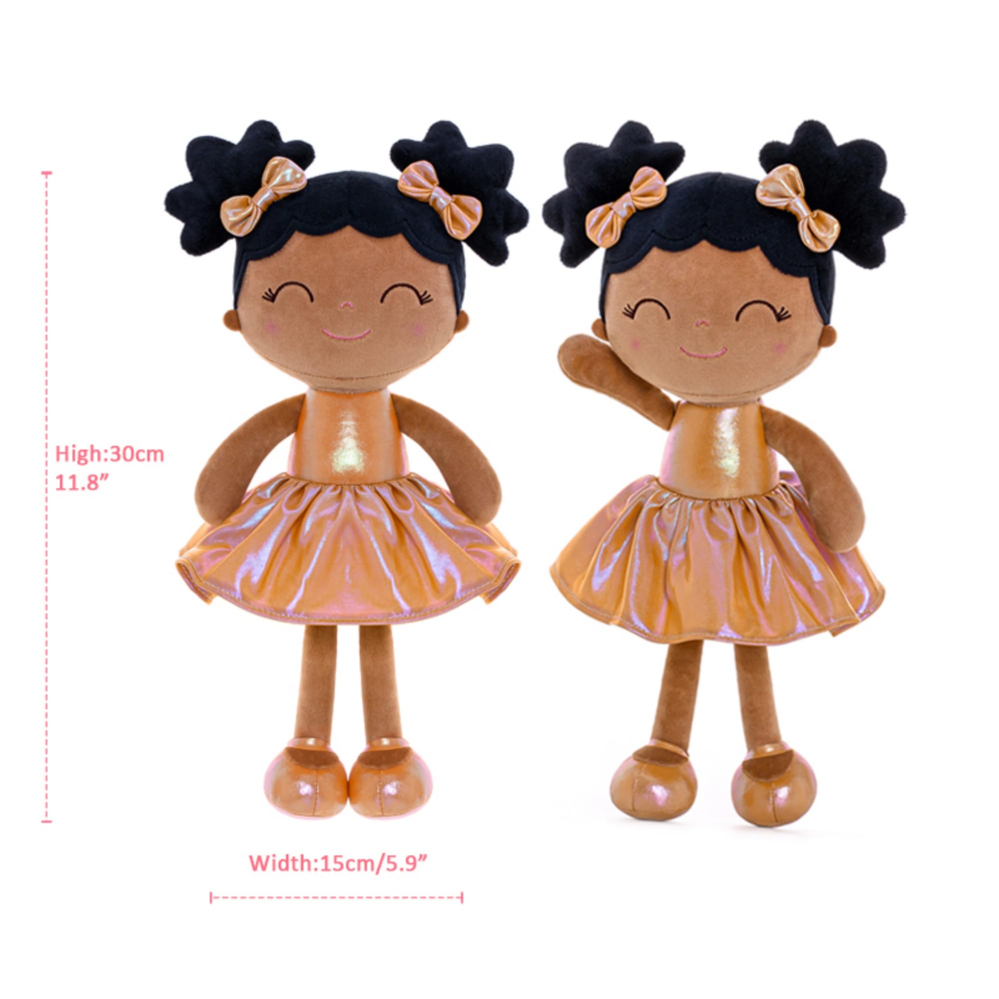 Foto 2 | Vestido Dorado De Peluche Gloveleya Para Niña Con Zapatos De 30 Cm - Venta Internacional.