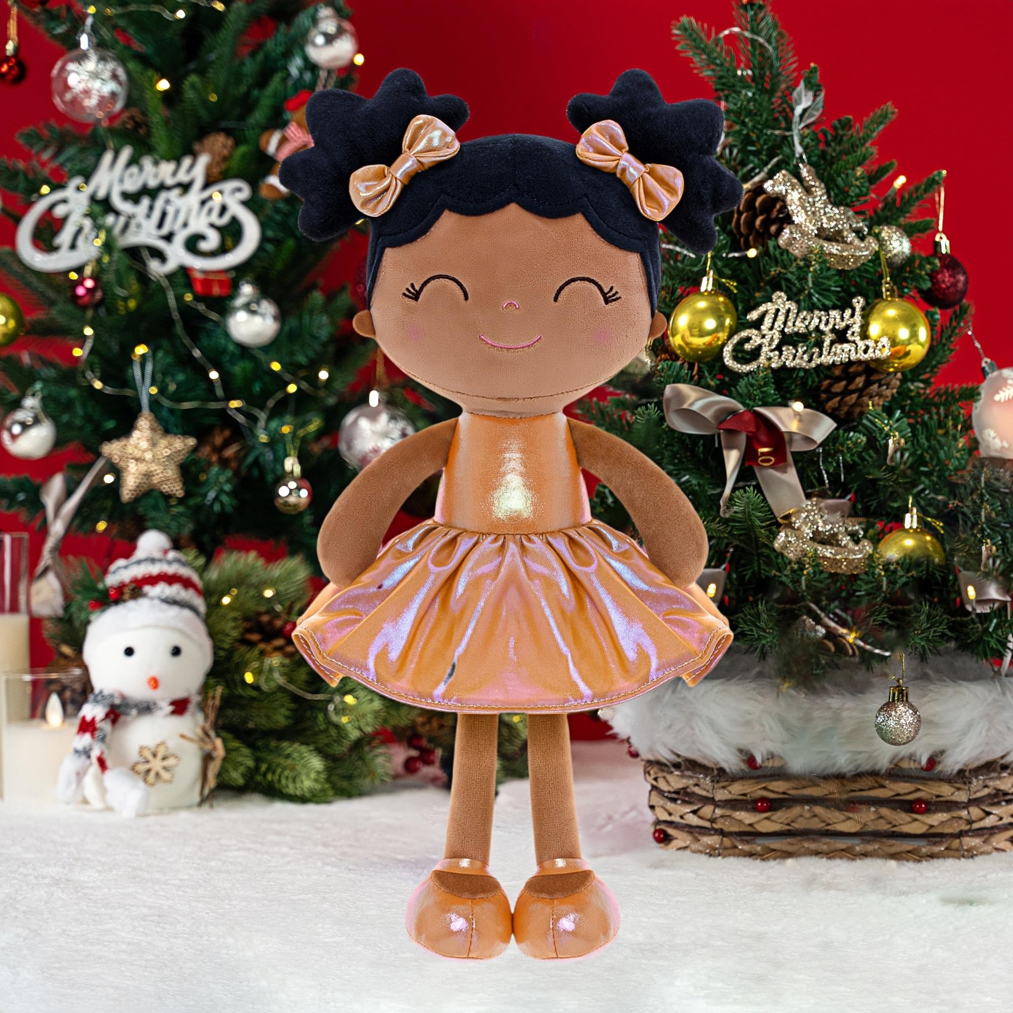 Foto 4 pulgar | Vestido Dorado De Peluche Gloveleya Para Niña Con Zapatos De 30 Cm - Venta Internacional.